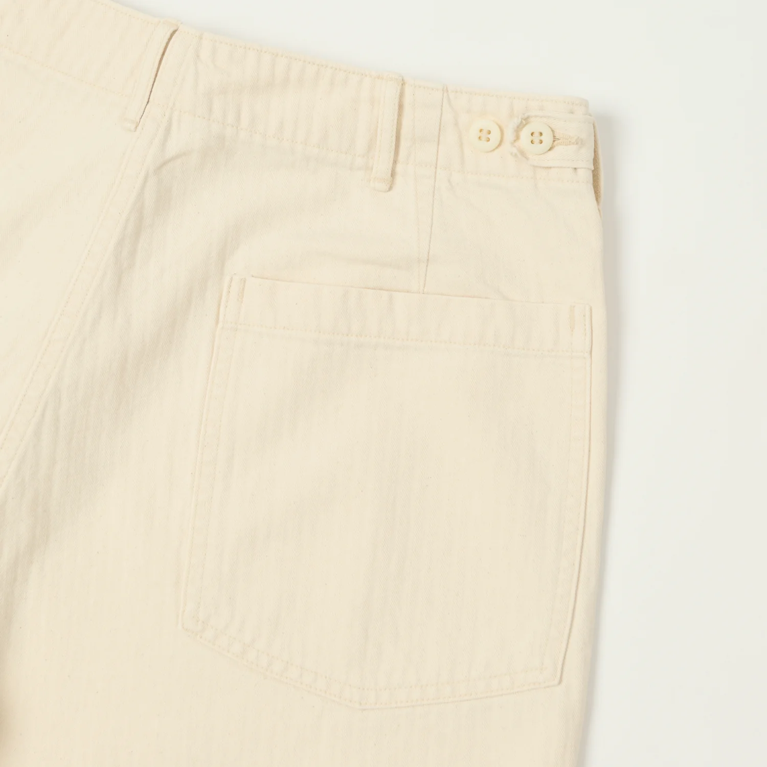 orSlow Herringbone Twill Fatigue Shorts - Ecru - Image 2