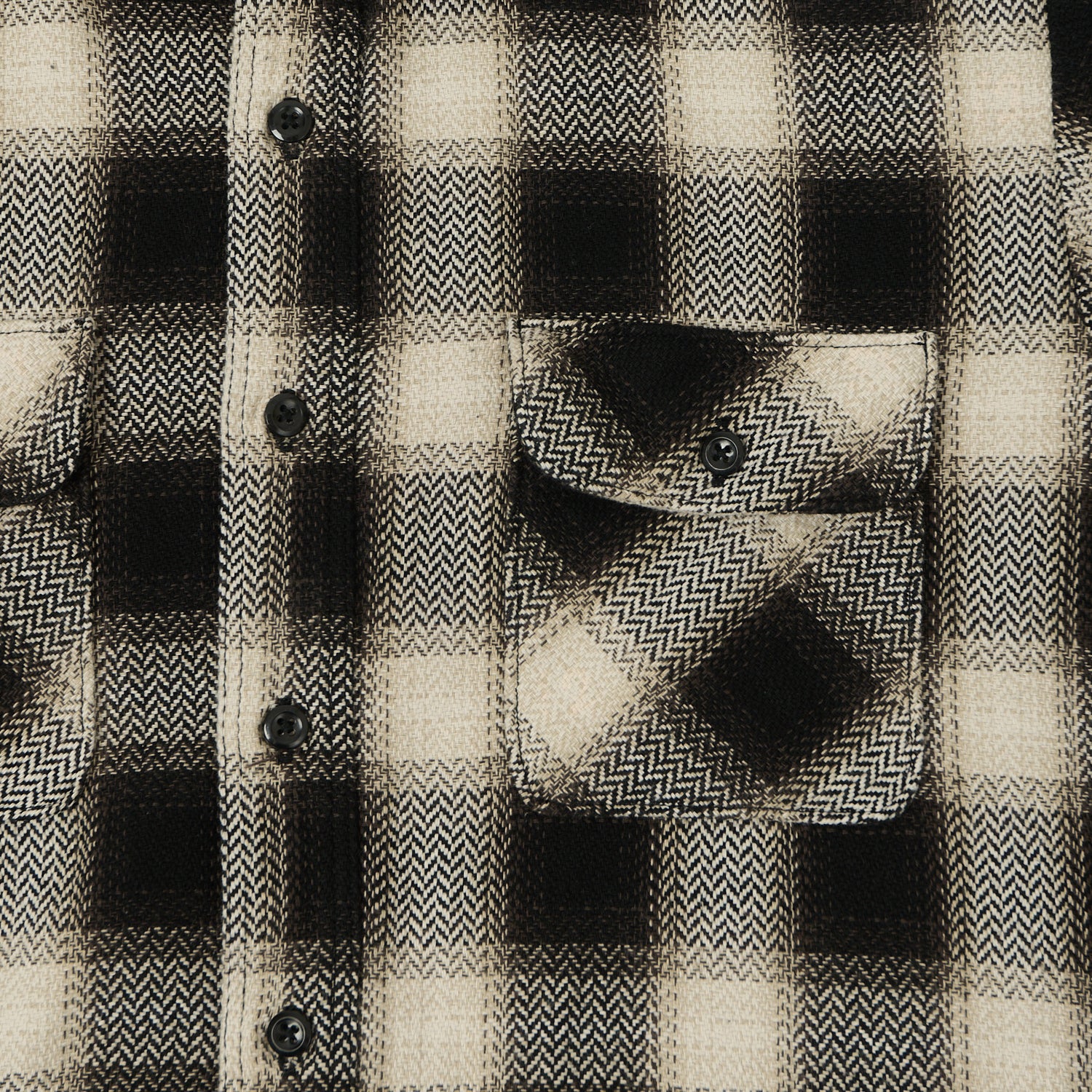 orSlow Herringbone Buffalo Check Flannel Shirt - Black/White - Image 4