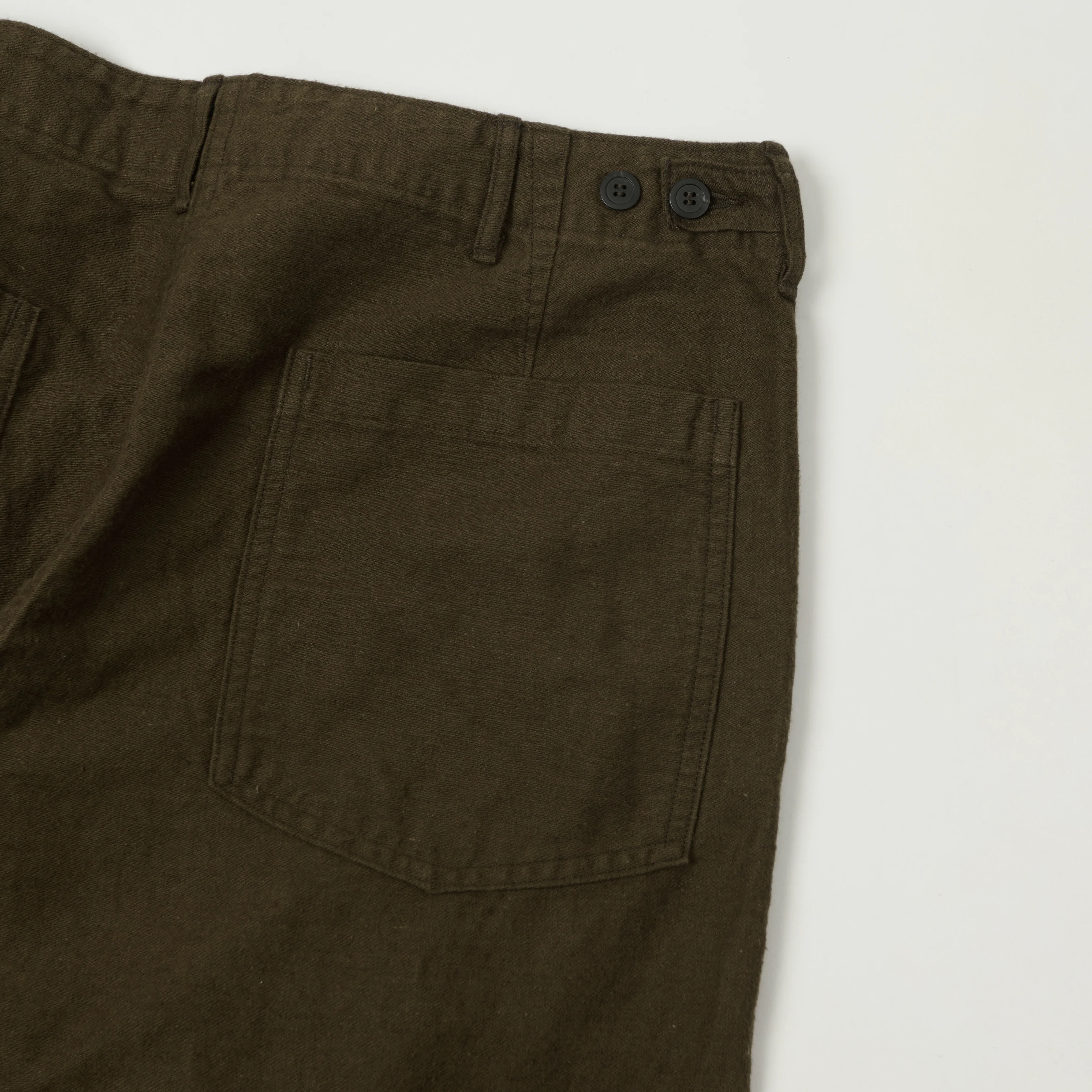 orSlow Brushed Cotton Linen Fatigue Pants - Coffee Brown - Image 2
