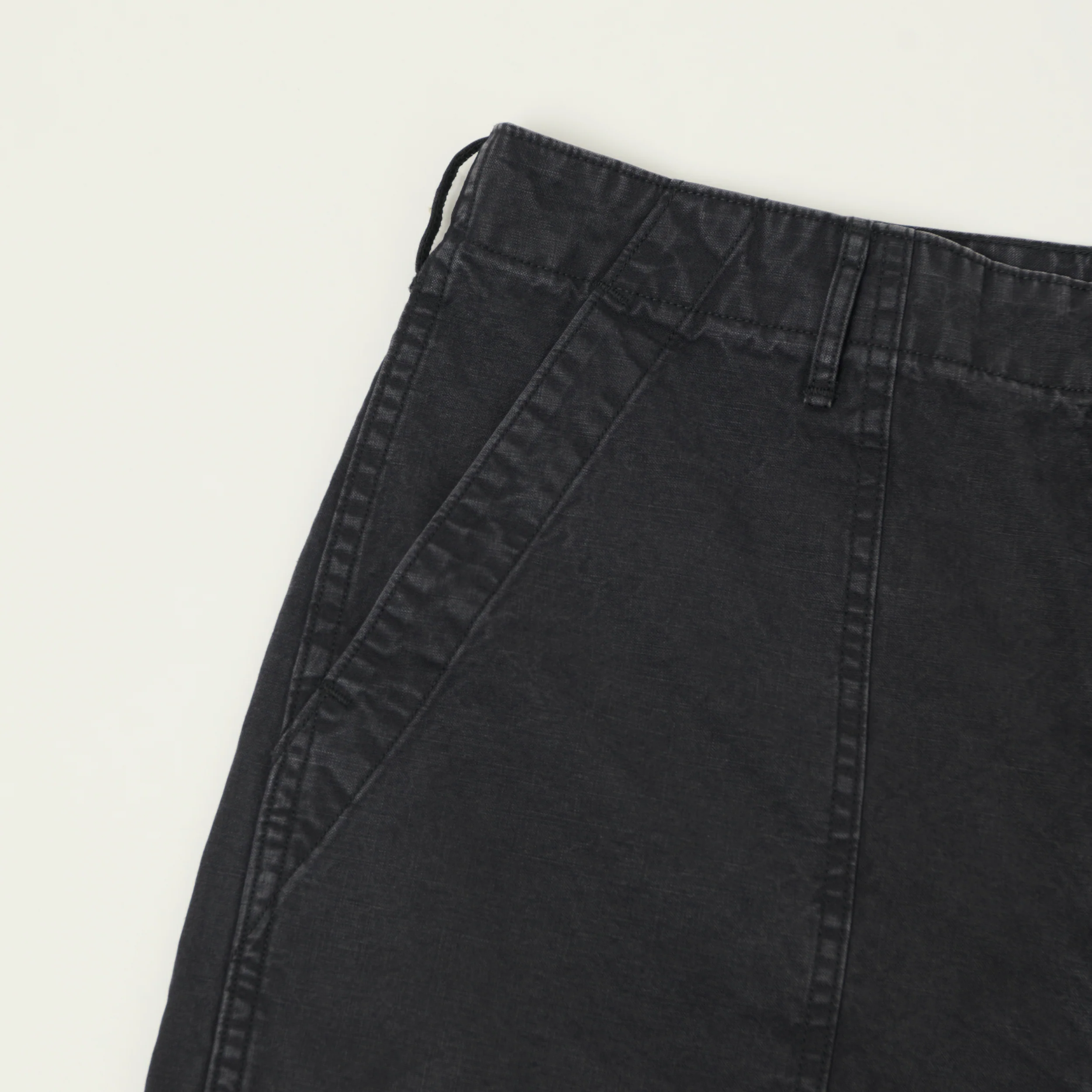 orSlow Lightweight Canvas Summer Fatigue Shorts - Black - Image 3