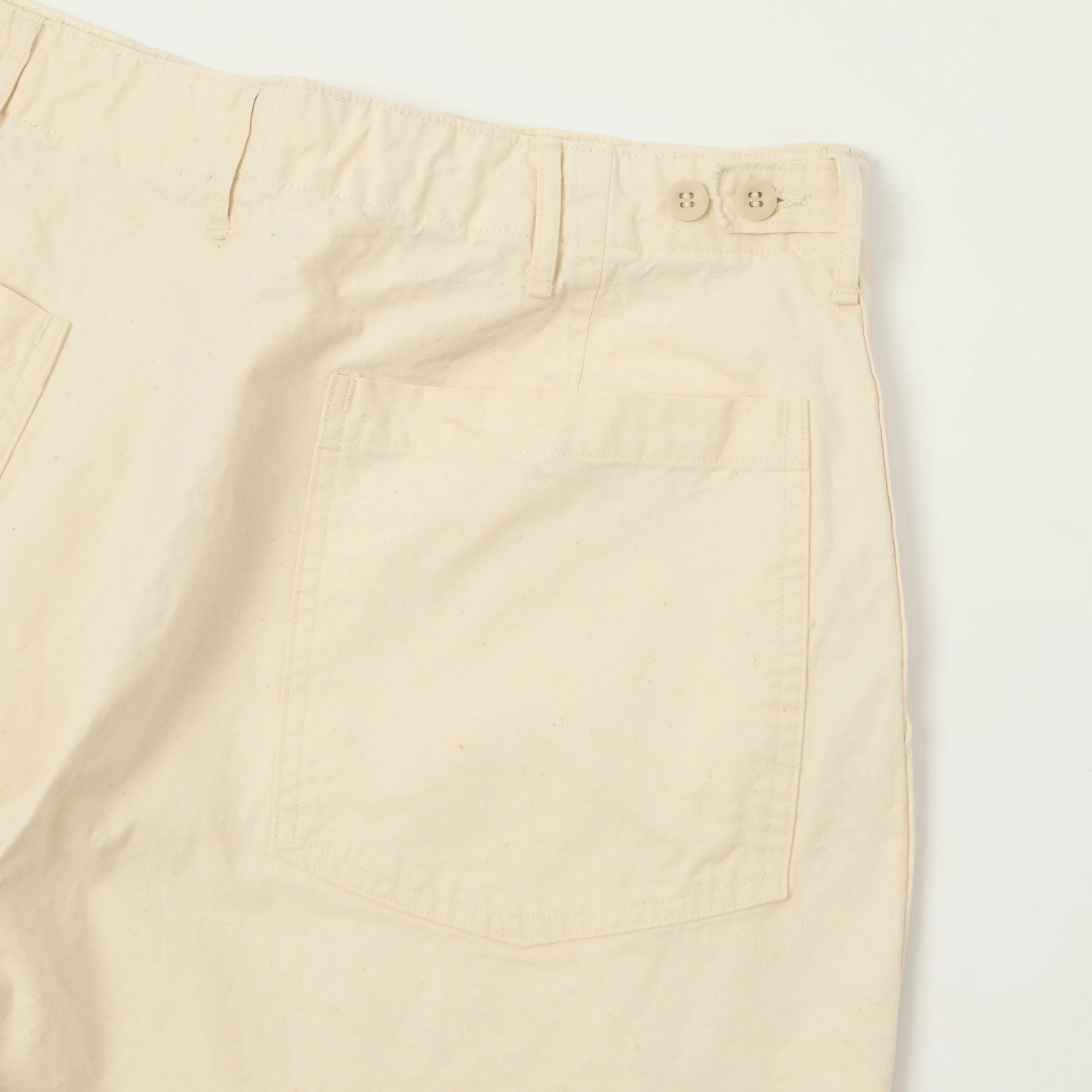 orSlow Lightweight Canvas Summer Fatigue Trousers - Ecru - Image 2