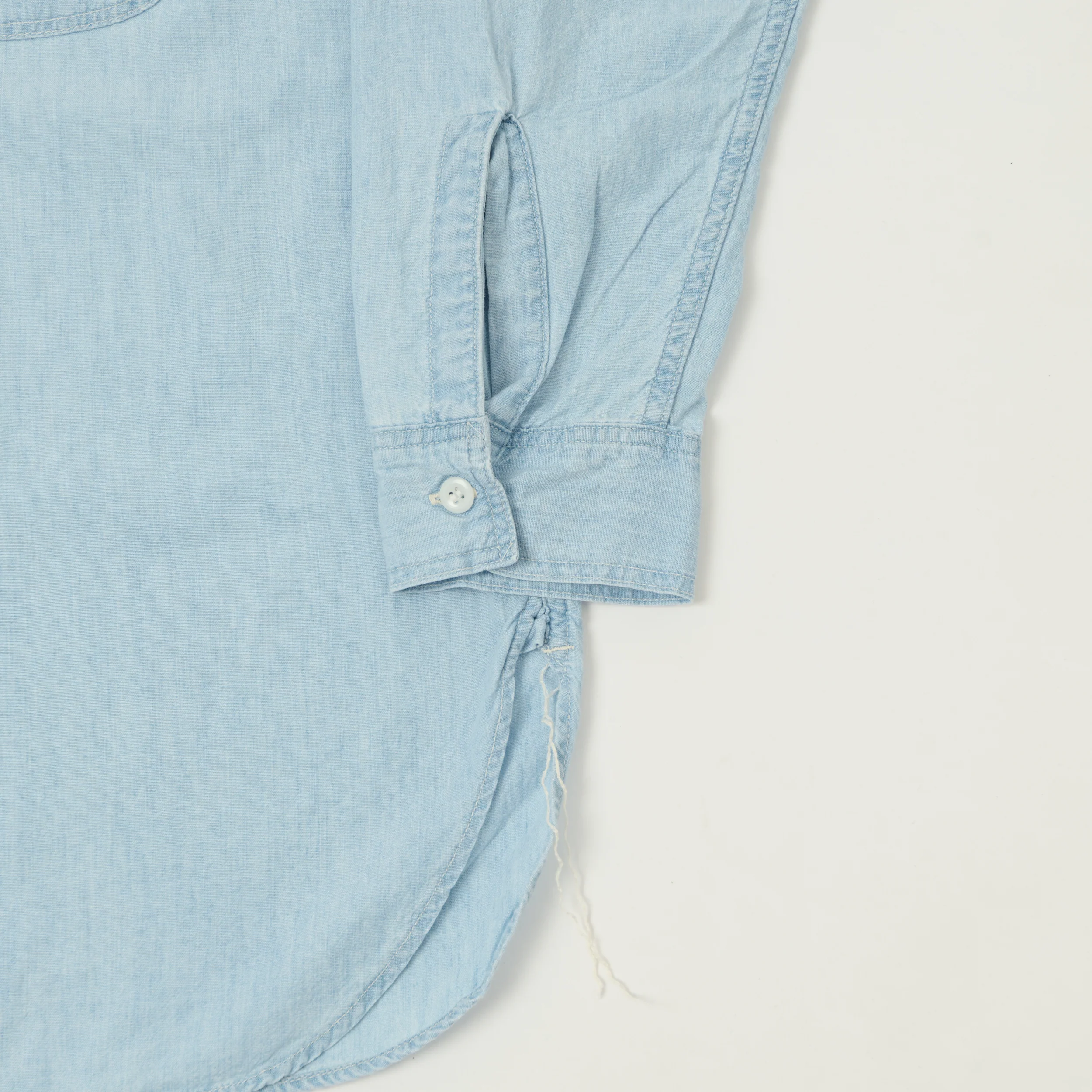 orSlow Vintage Chambray Work Shirt - Sky Blue - Image 3