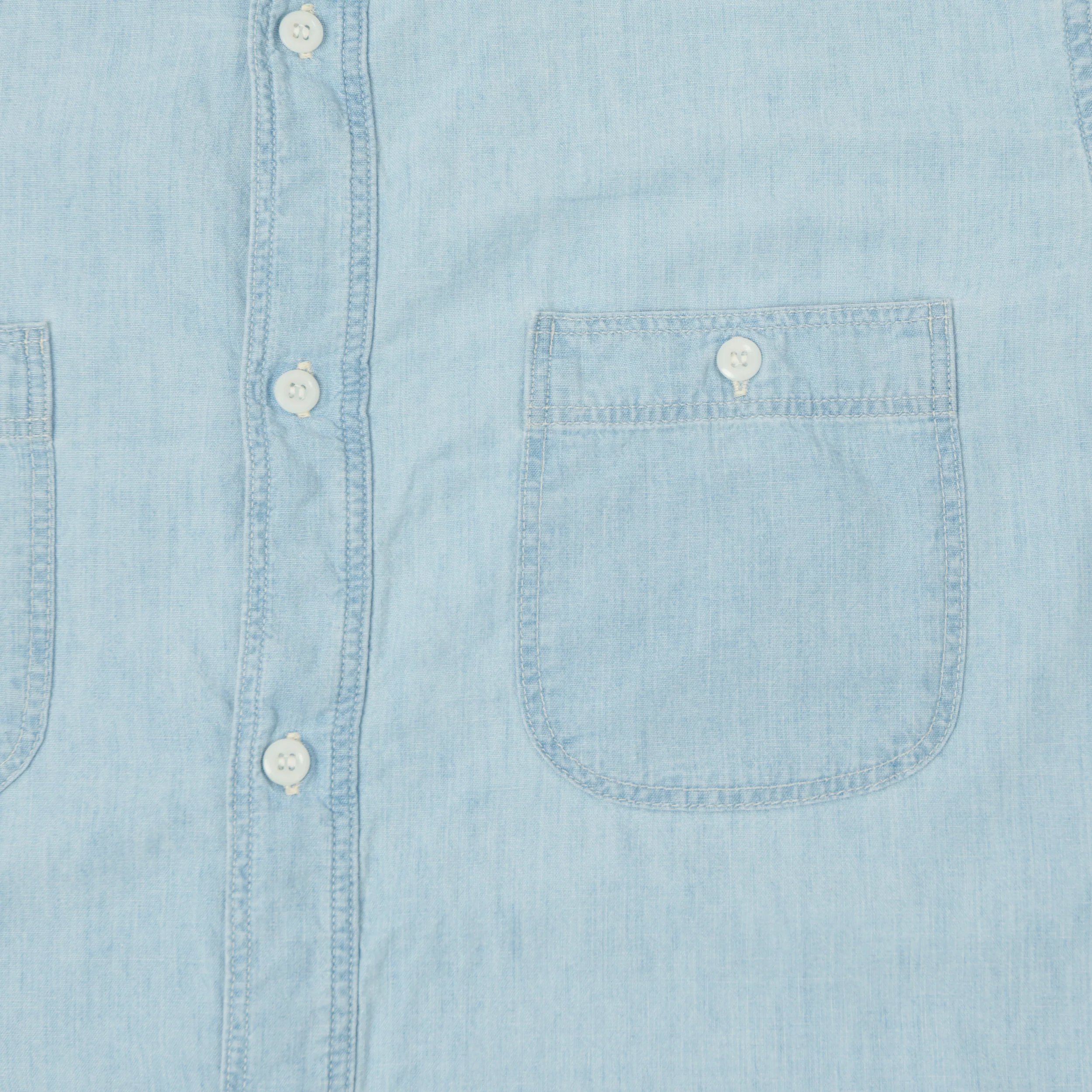orSlow Vintage Chambray Work Shirt - Sky Blue - Image 4