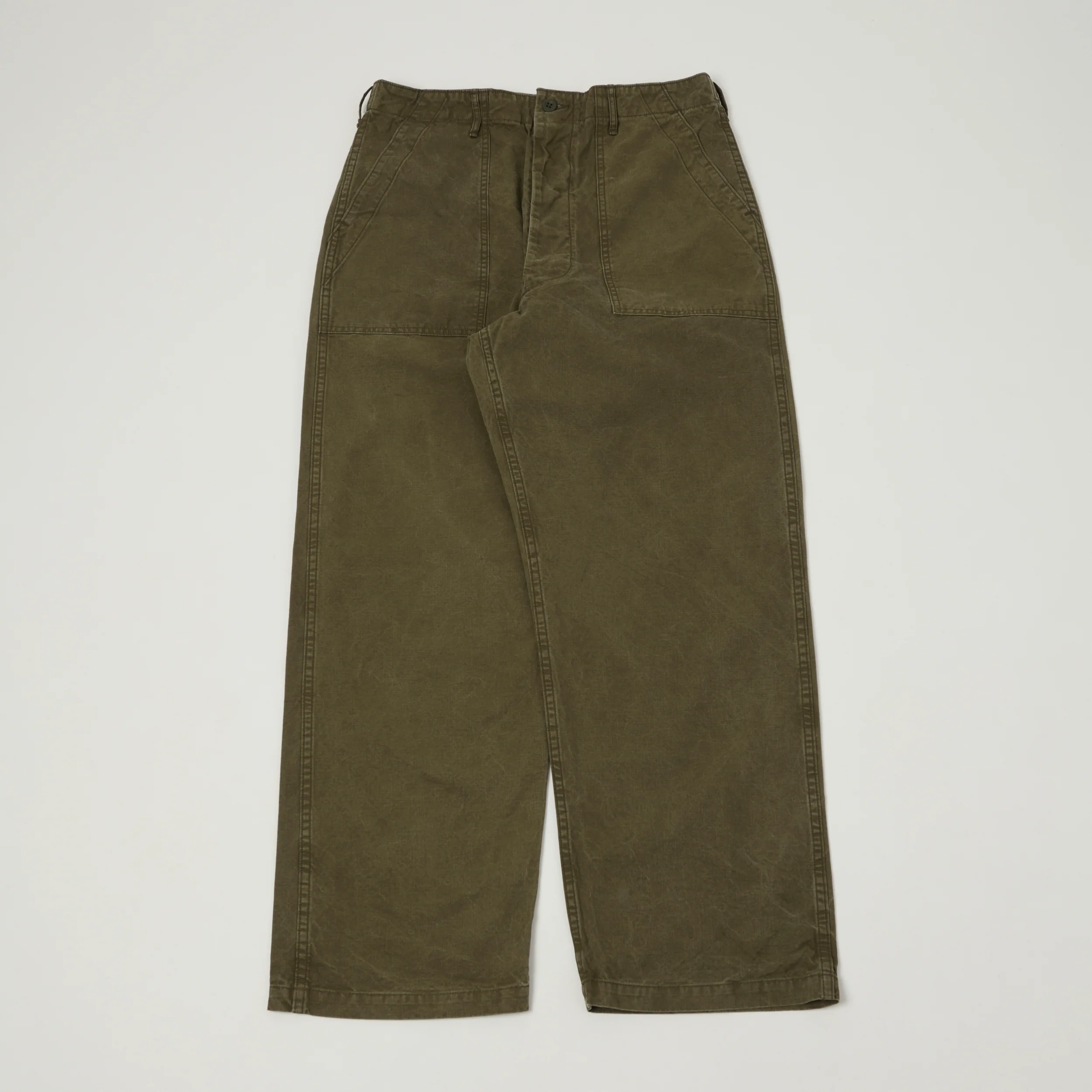 orSlow Lightweight Canvas Summer Fatigue Trouser - Faded Olive