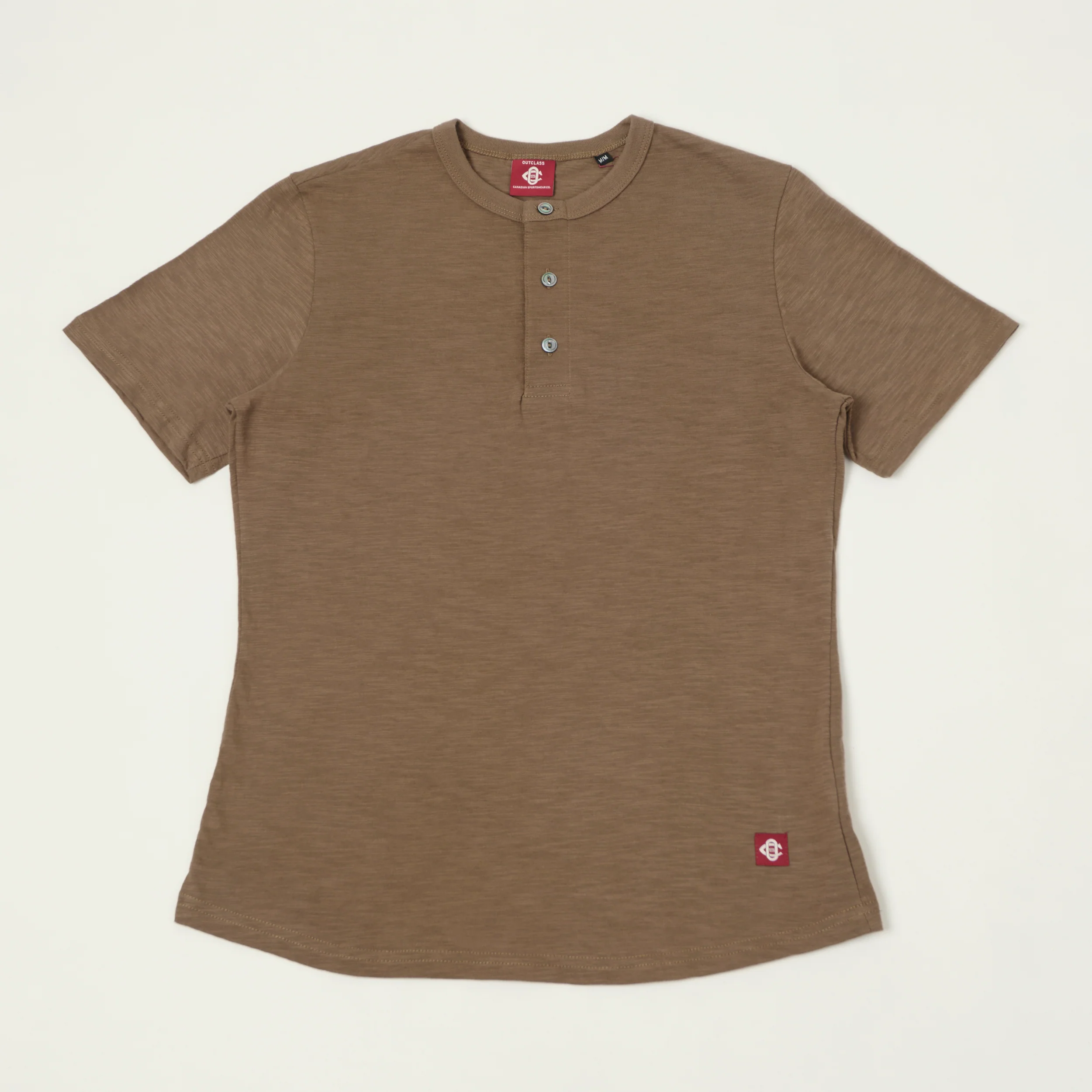 Outclass Slub Knit Henley T-Shirt - Mocha