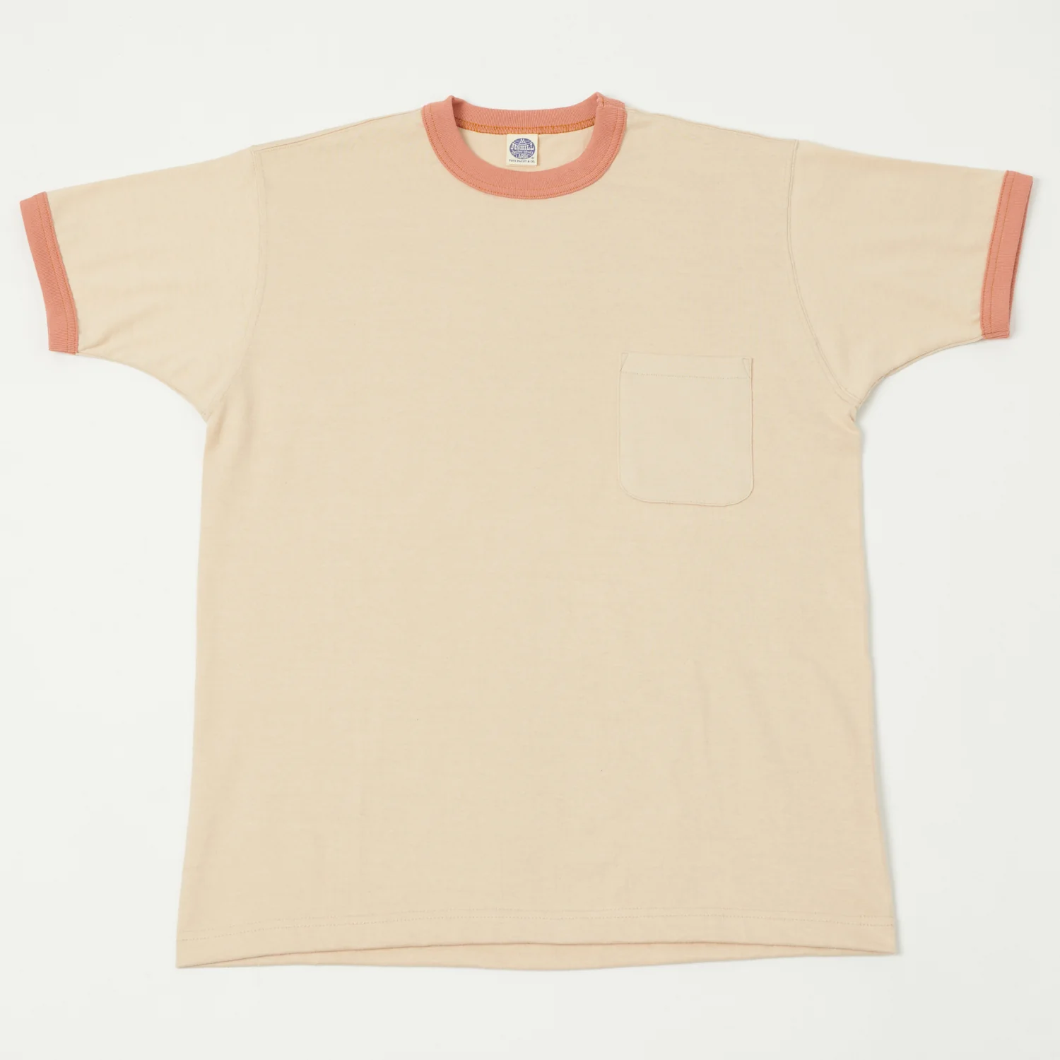 TOYS McCOY Ringer Pocket T-Shirt - Beige/Carrot