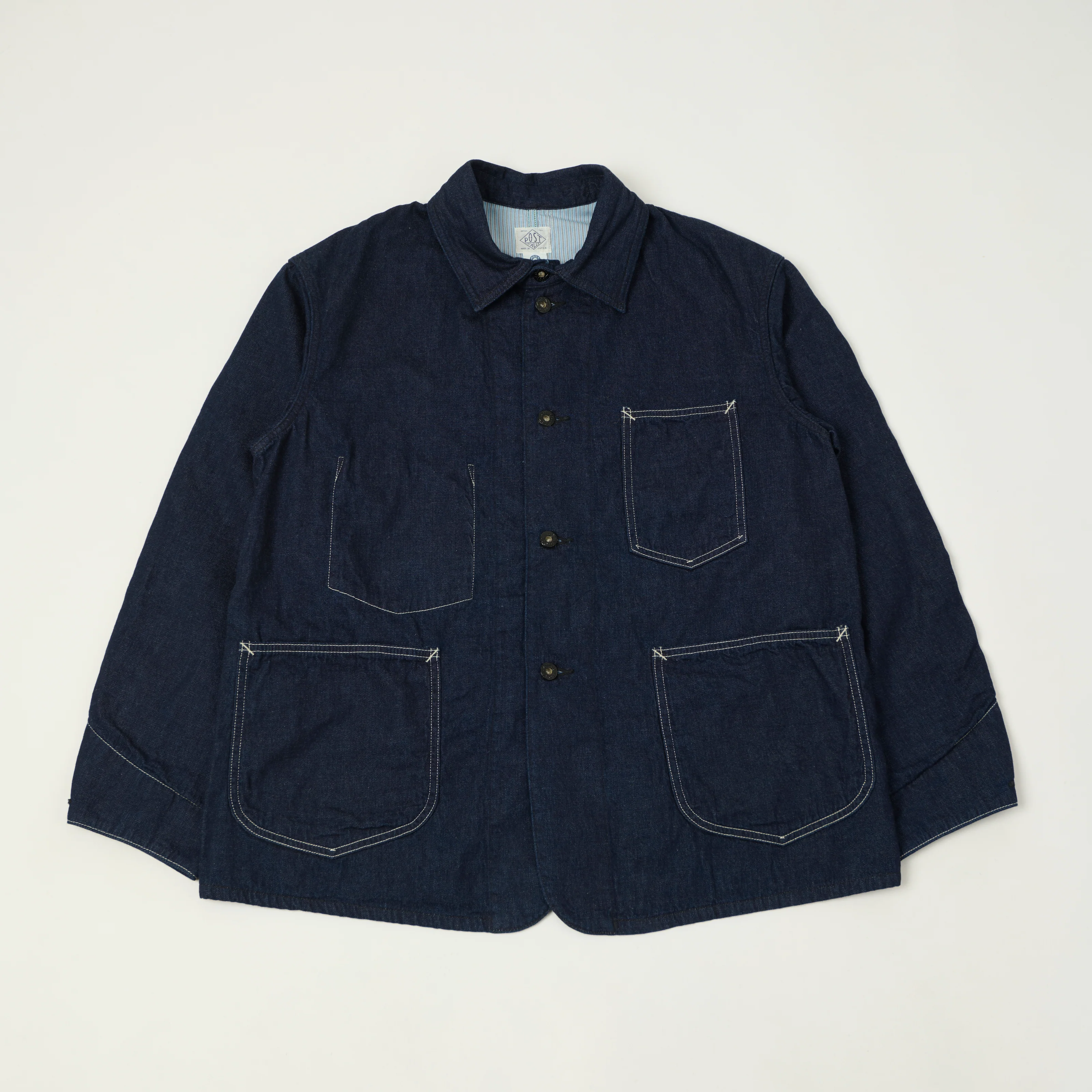 Post Overalls 8oz Denim Coverall Chore Jacket - One Wash
