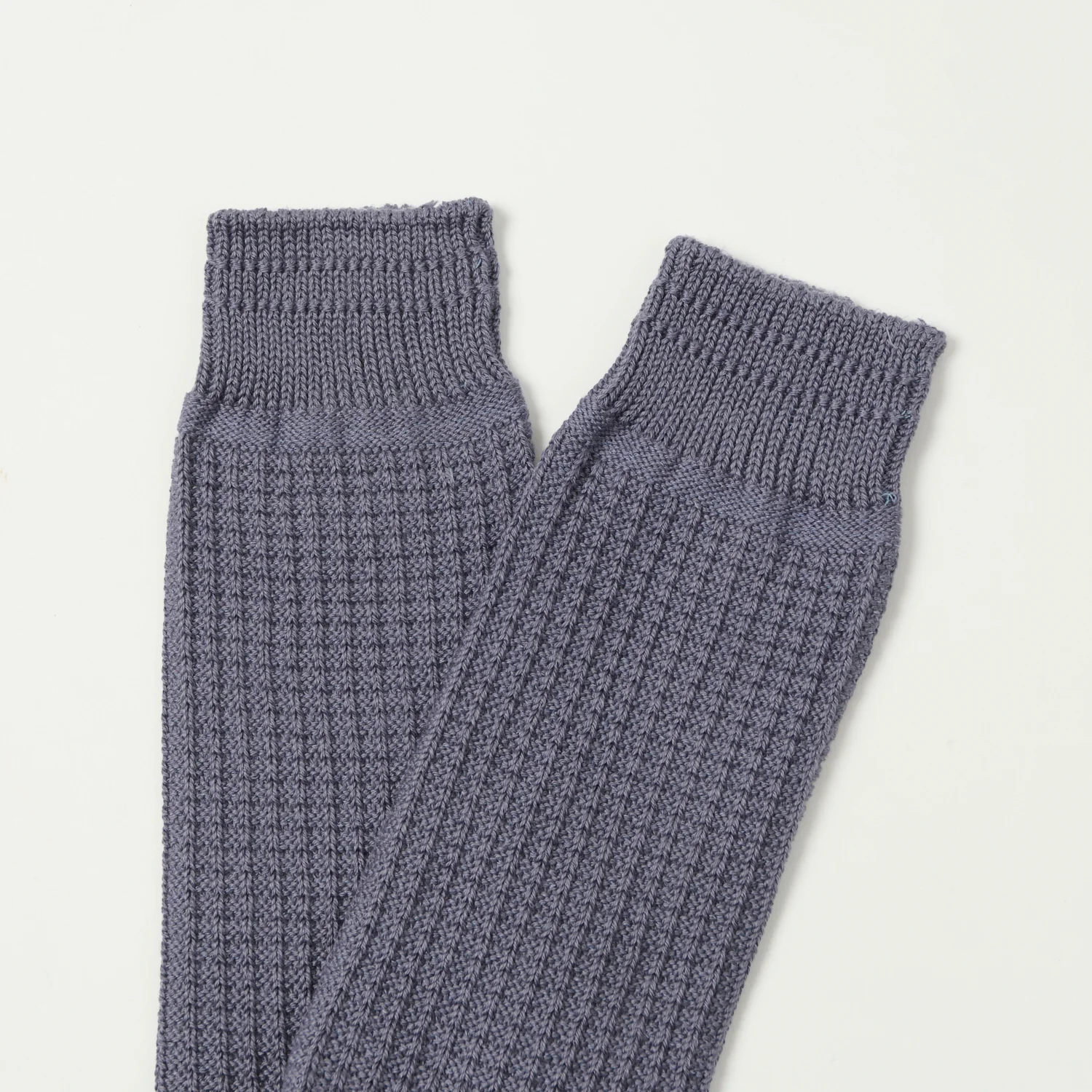 RoToTo Cotton Waffle Crew Sock - Steel Blue - Image 2