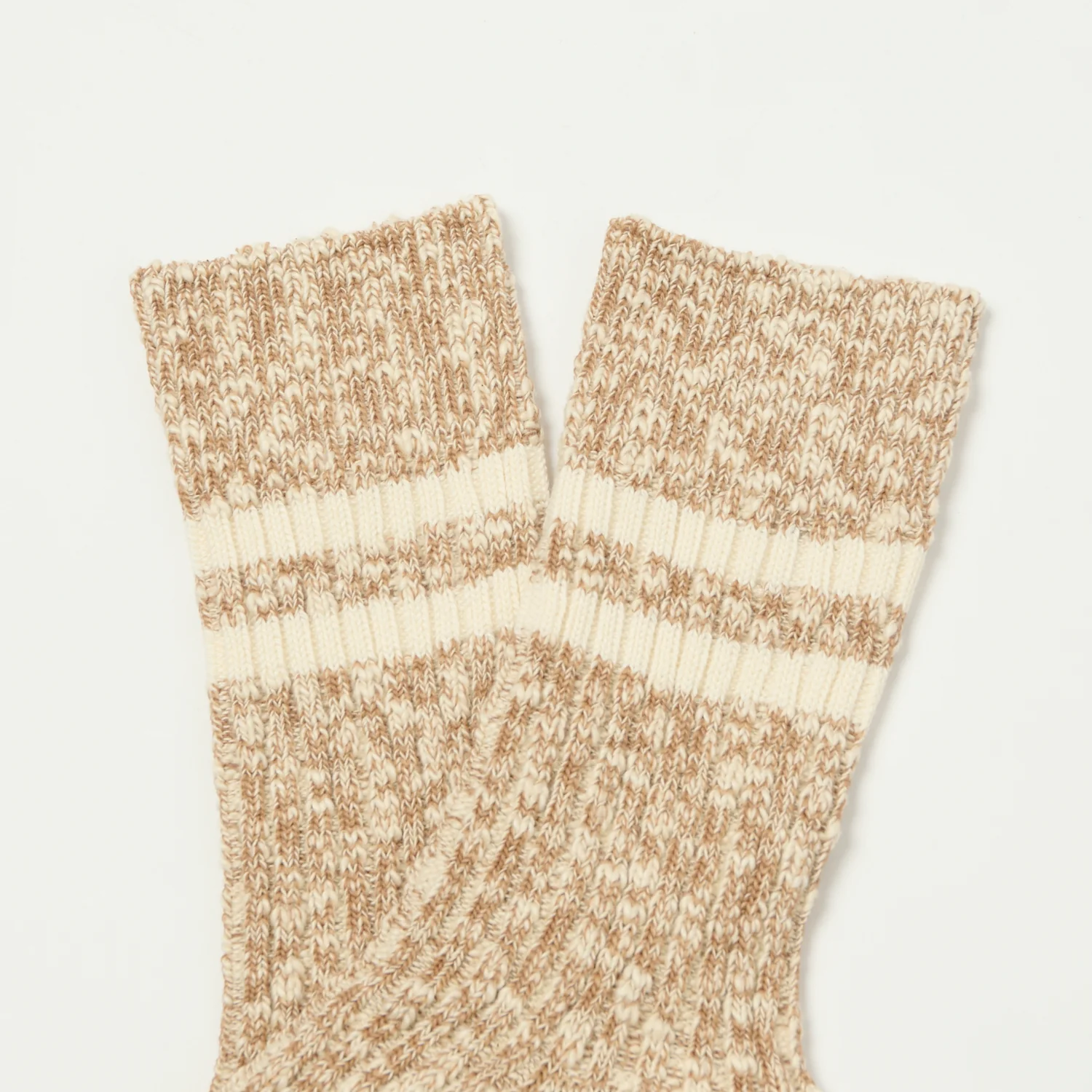 RoToTo Organic Cotton Slub Stripe Sock - Coffee - Image 2