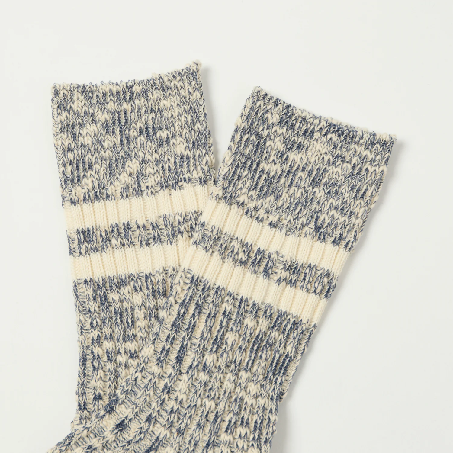 RoToTo Organic Cotton Slub Stripe Sock - Navy - Image 2