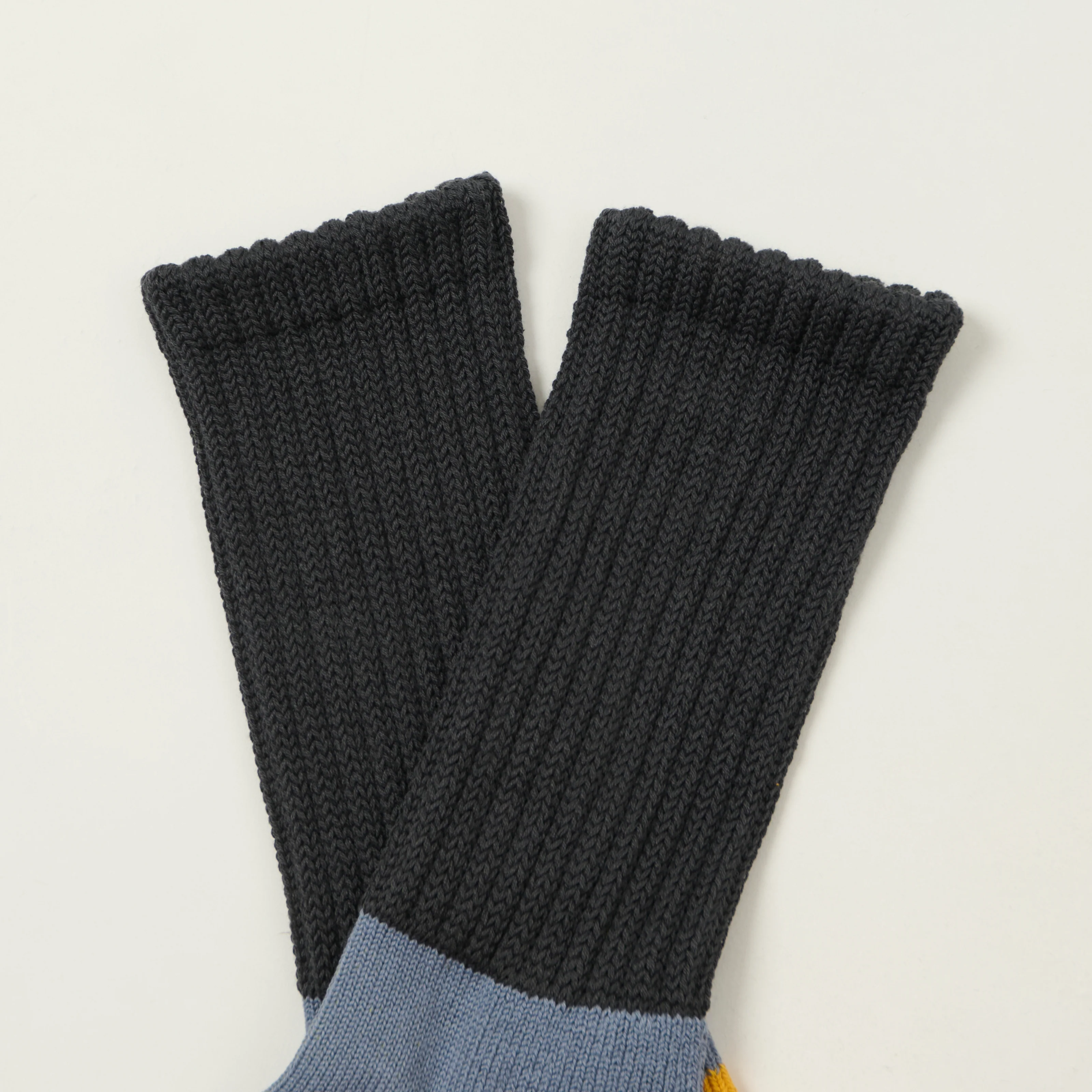 Rototo Multi Loose Pile Socks - Charcoal/Light Blue - Image 2