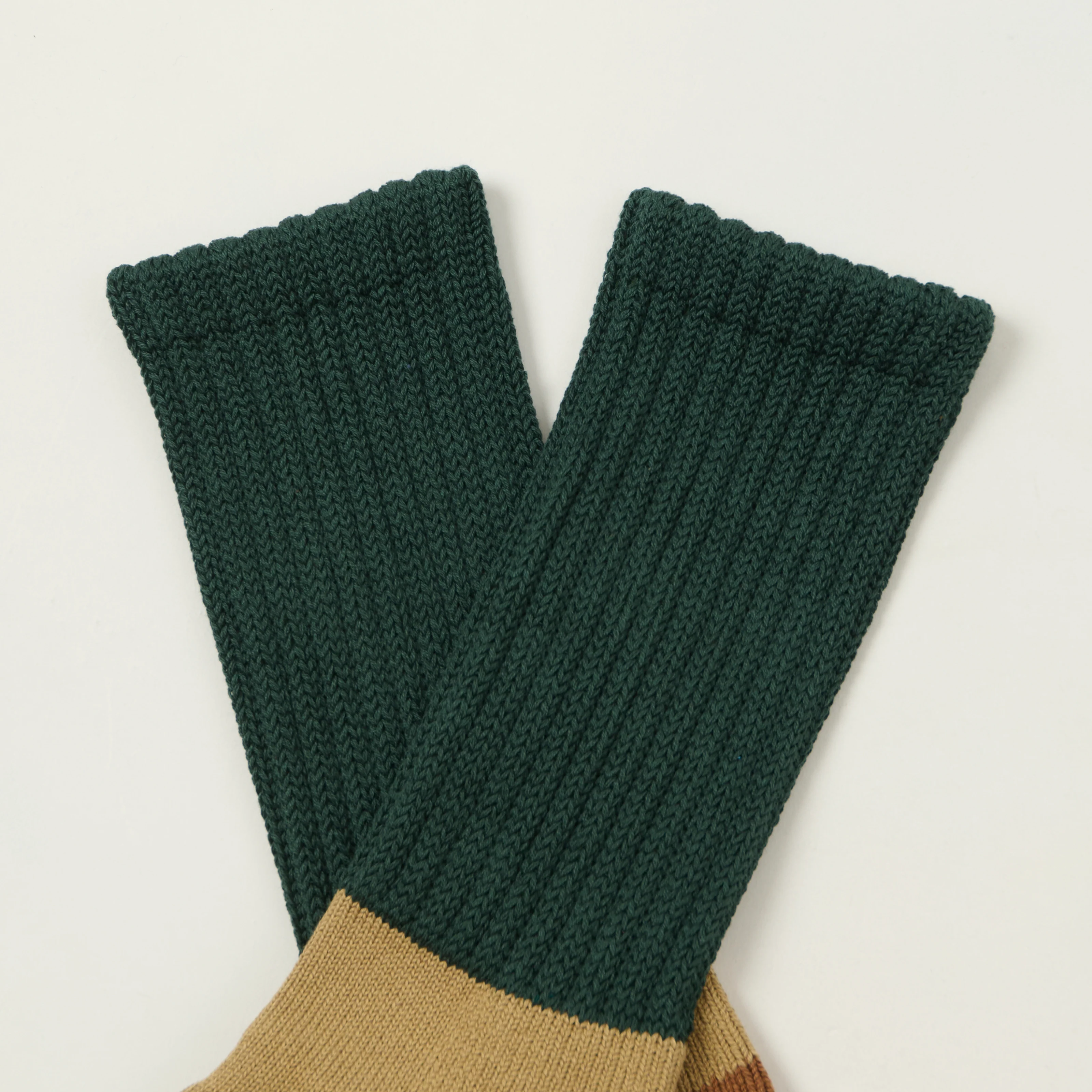 Rototo Multi Loose Pile Socks - Dark Green/Khaki - Image 2