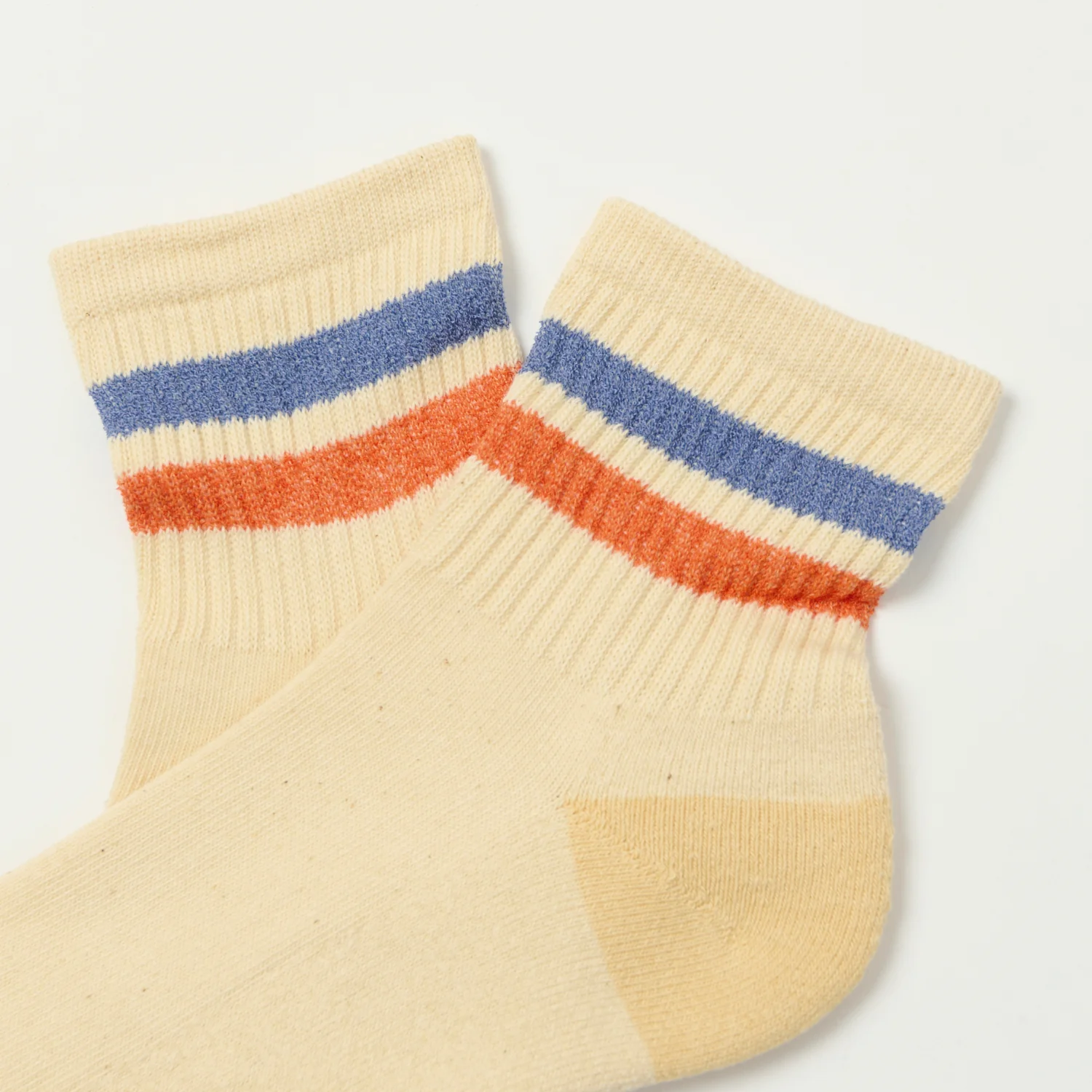 RoToTo Retro Athletic Ankle Sock - Blue/Orange - Image 2