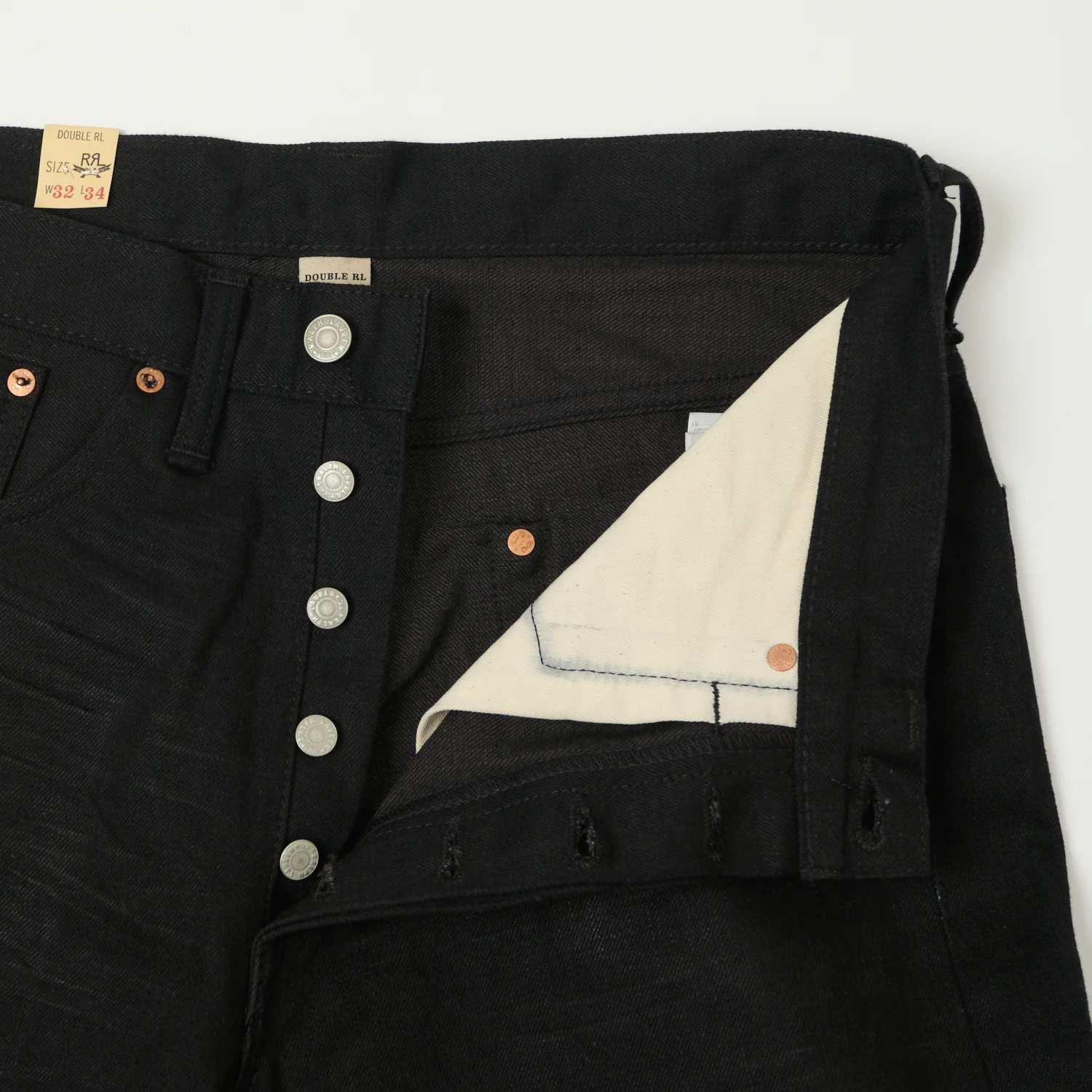 RRL 5-Pocket Selvedge Wide Straight Jean - Black Used Wash - Image 4