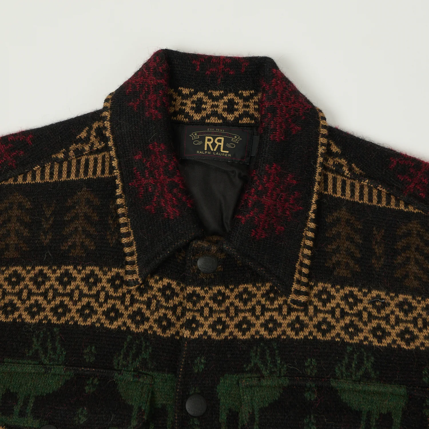 RRL Jacquard Alpaca Knit Jacket - Black/Multi - Image 2