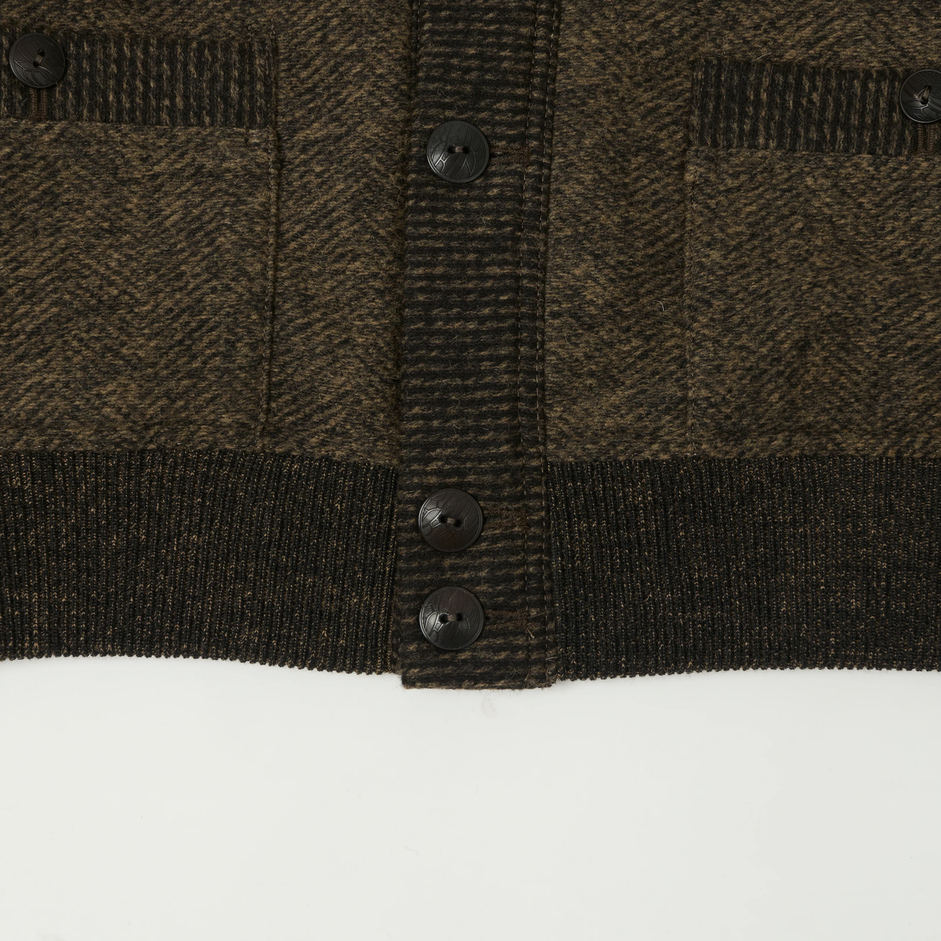 RRL 'Angus' Full Button Jacquard Cardigan - Brown - Image 4