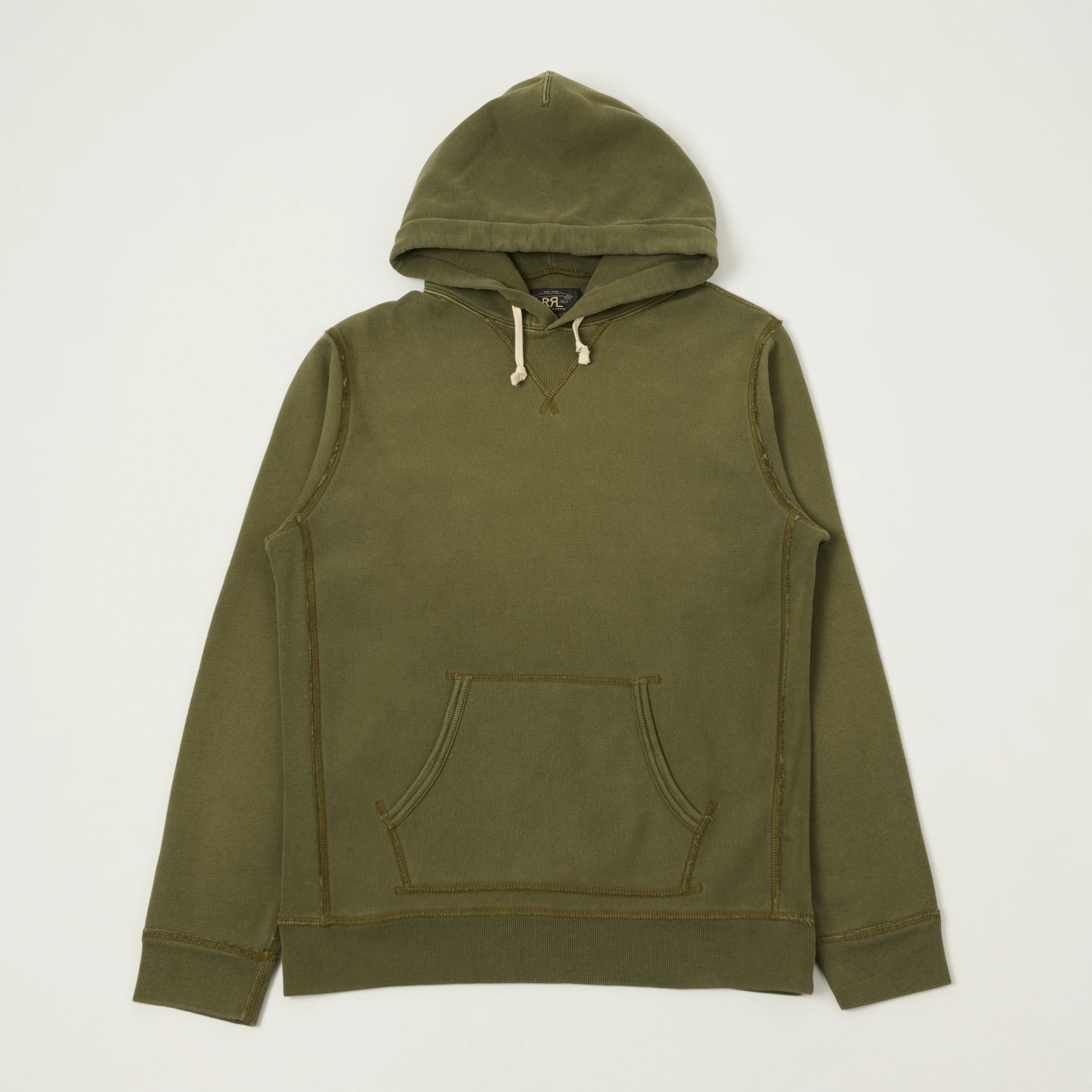 RRL Garment-Dyed French Terry Hoodie - Olive