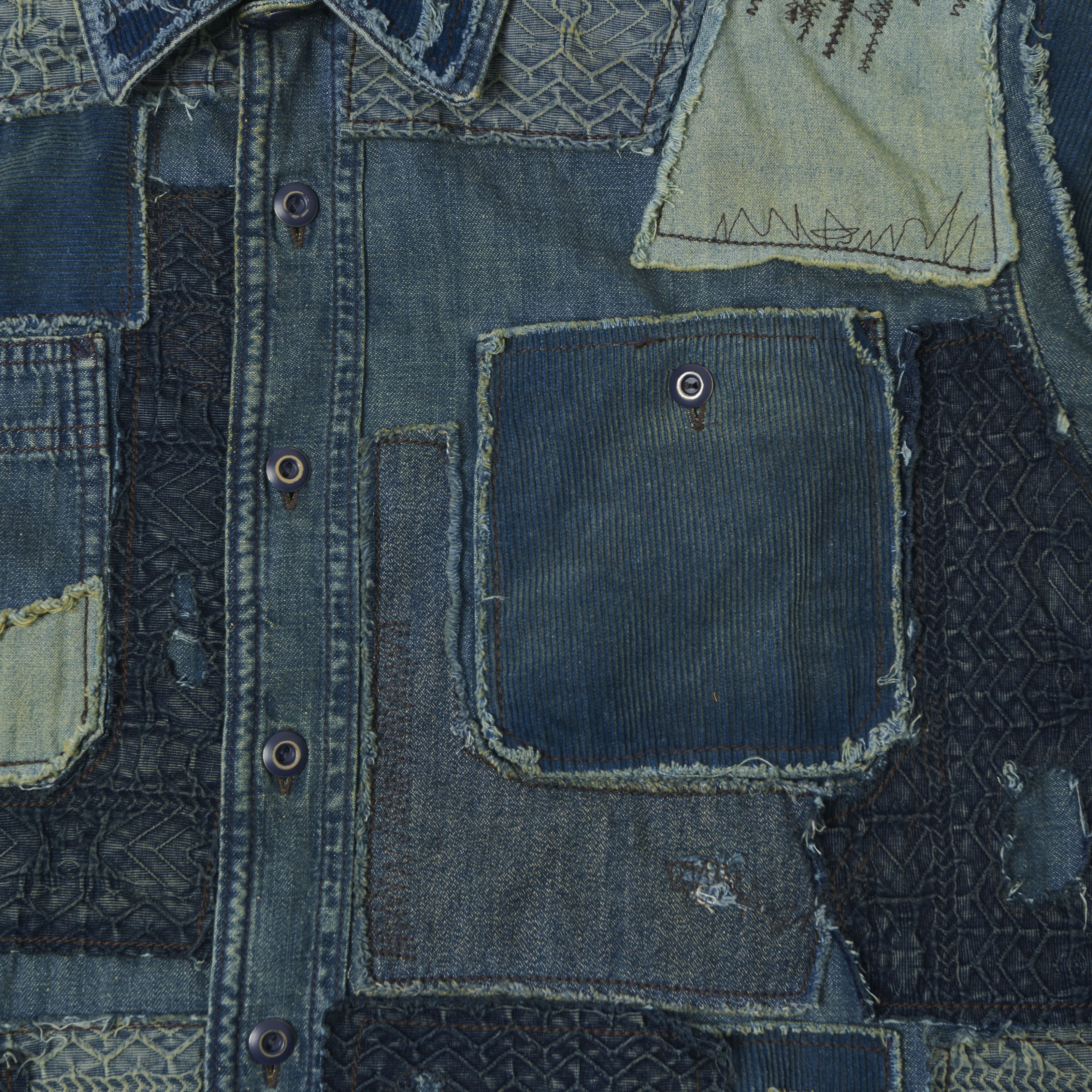 RRL Indigo Patchwork Shirt - Blue - Image 4