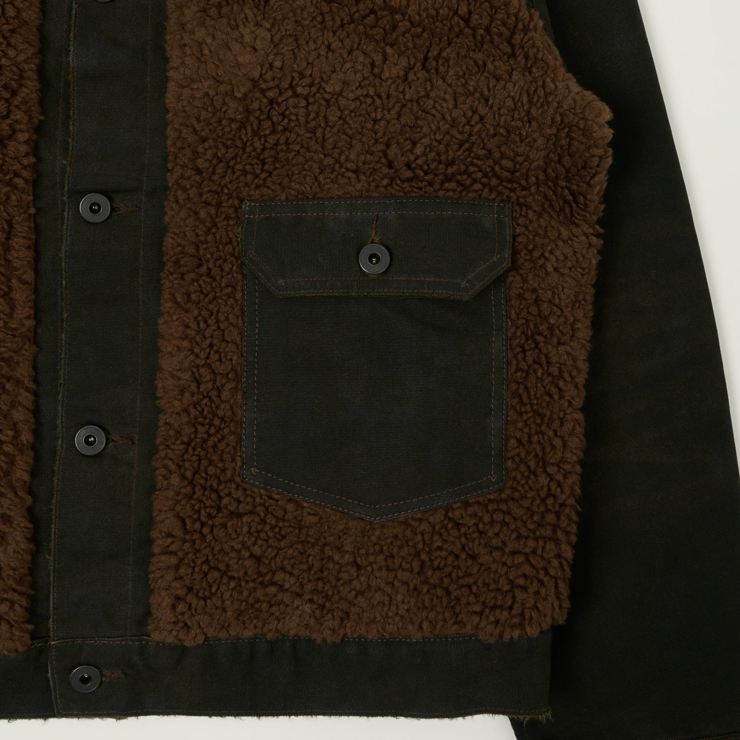 RRL Fleece-Panelled Canvas Jacket Vintage - Black/Brown - Image 3