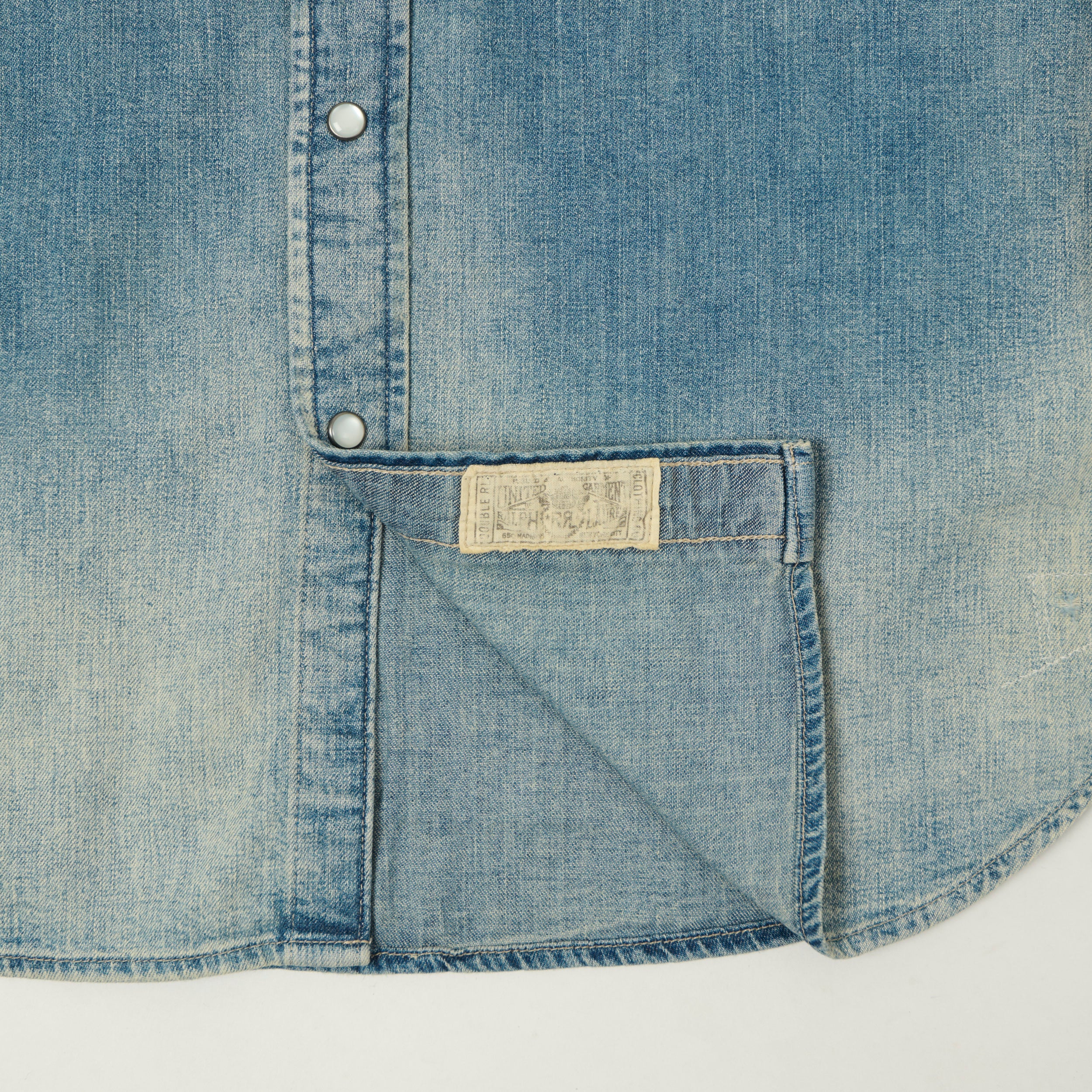 RRL Slim Fit 'Repaired' Denim Western Shirt - Addington Wash - Image 6