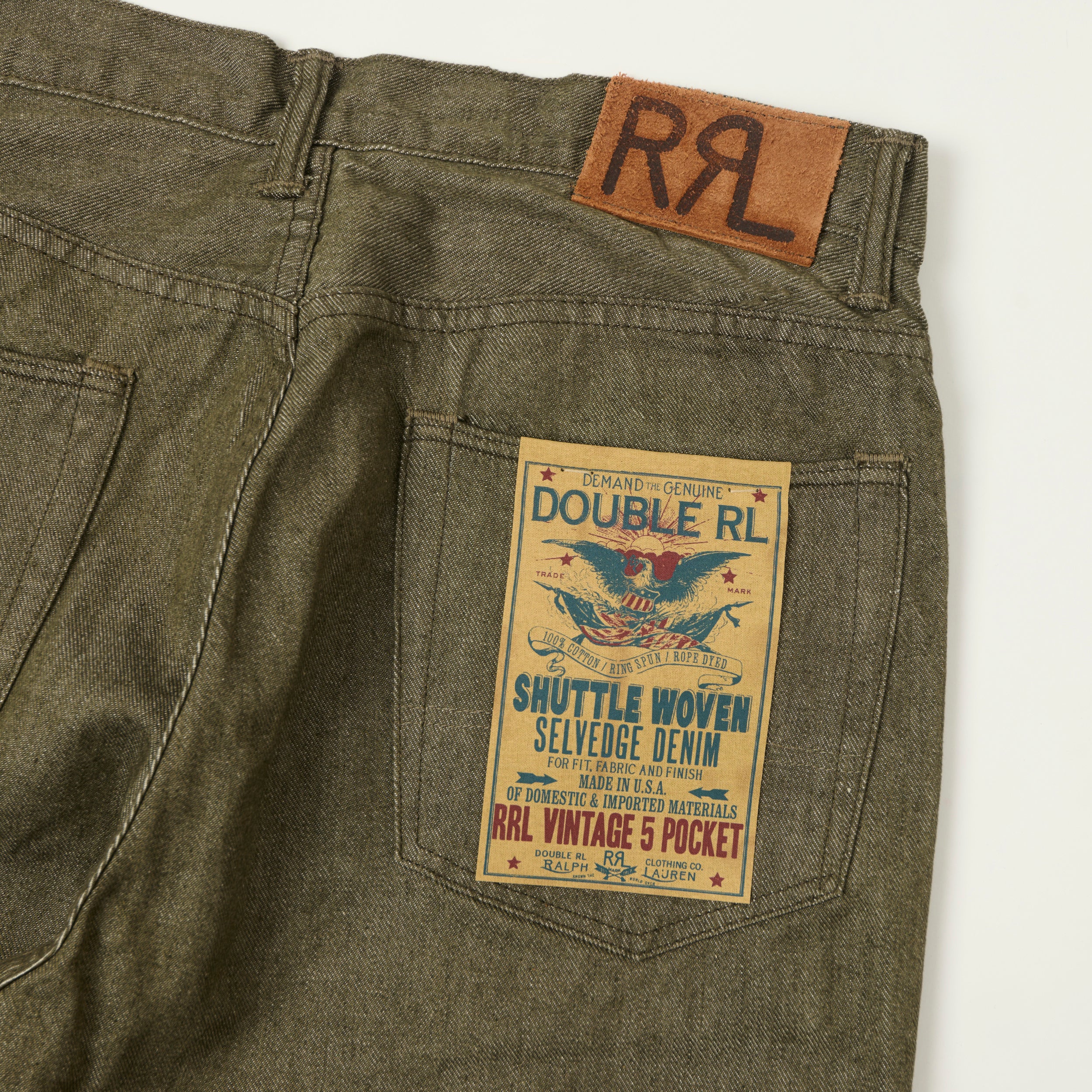 RRL Vintage 5-Pocket 11.5oz Relaxed Straight Jean - Olive - Image 2