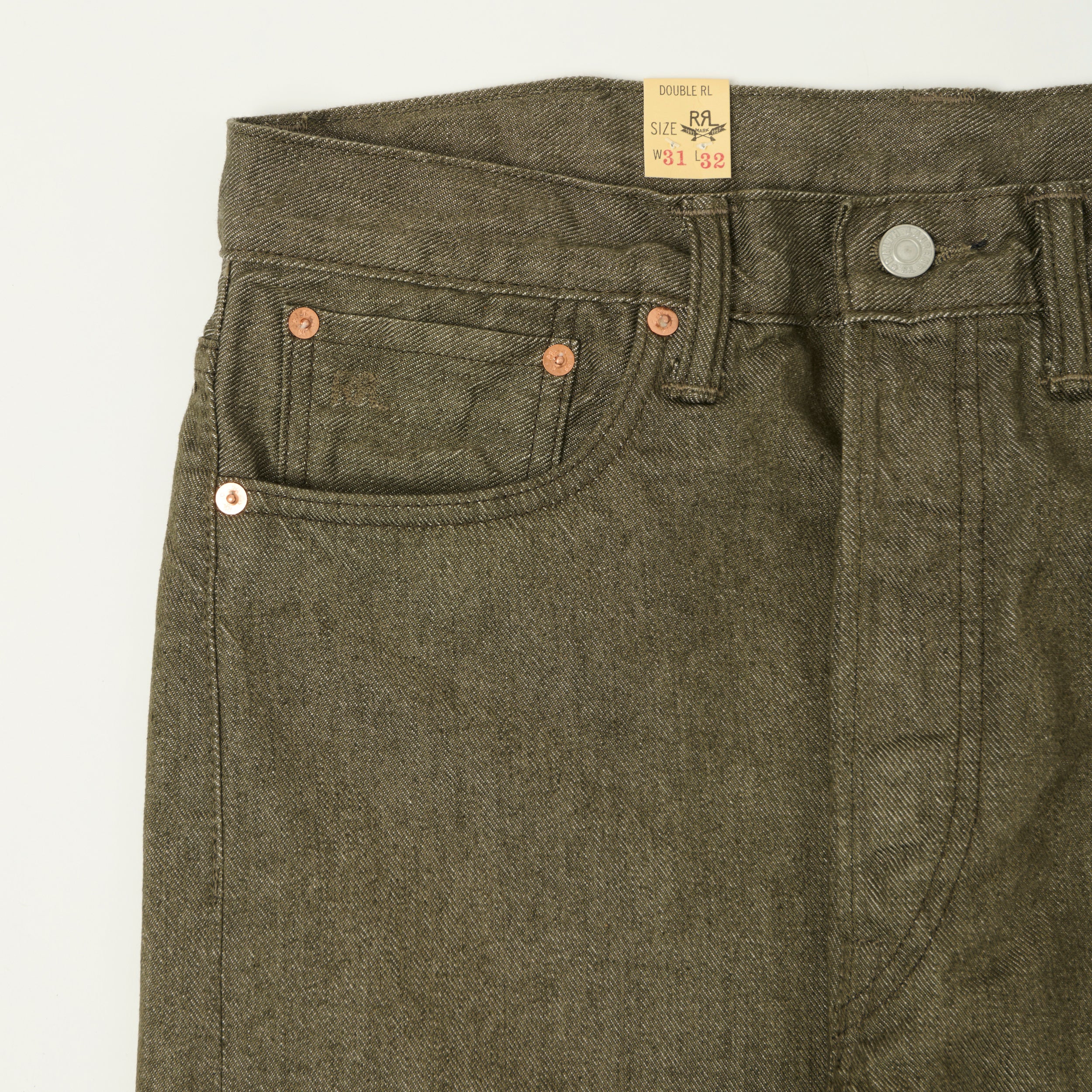 RRL Vintage 5-Pocket 11.5oz Relaxed Straight Jean - Olive - Image 5