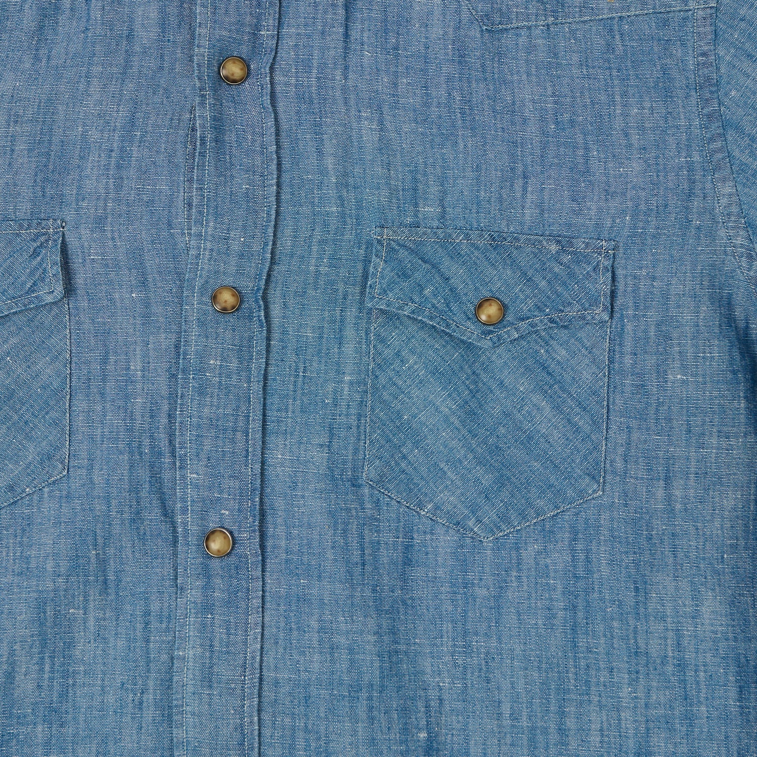 Shangri-La Heritage 'Gonzo' Linen Chambray Western Shirt - Light Blue - Image 4