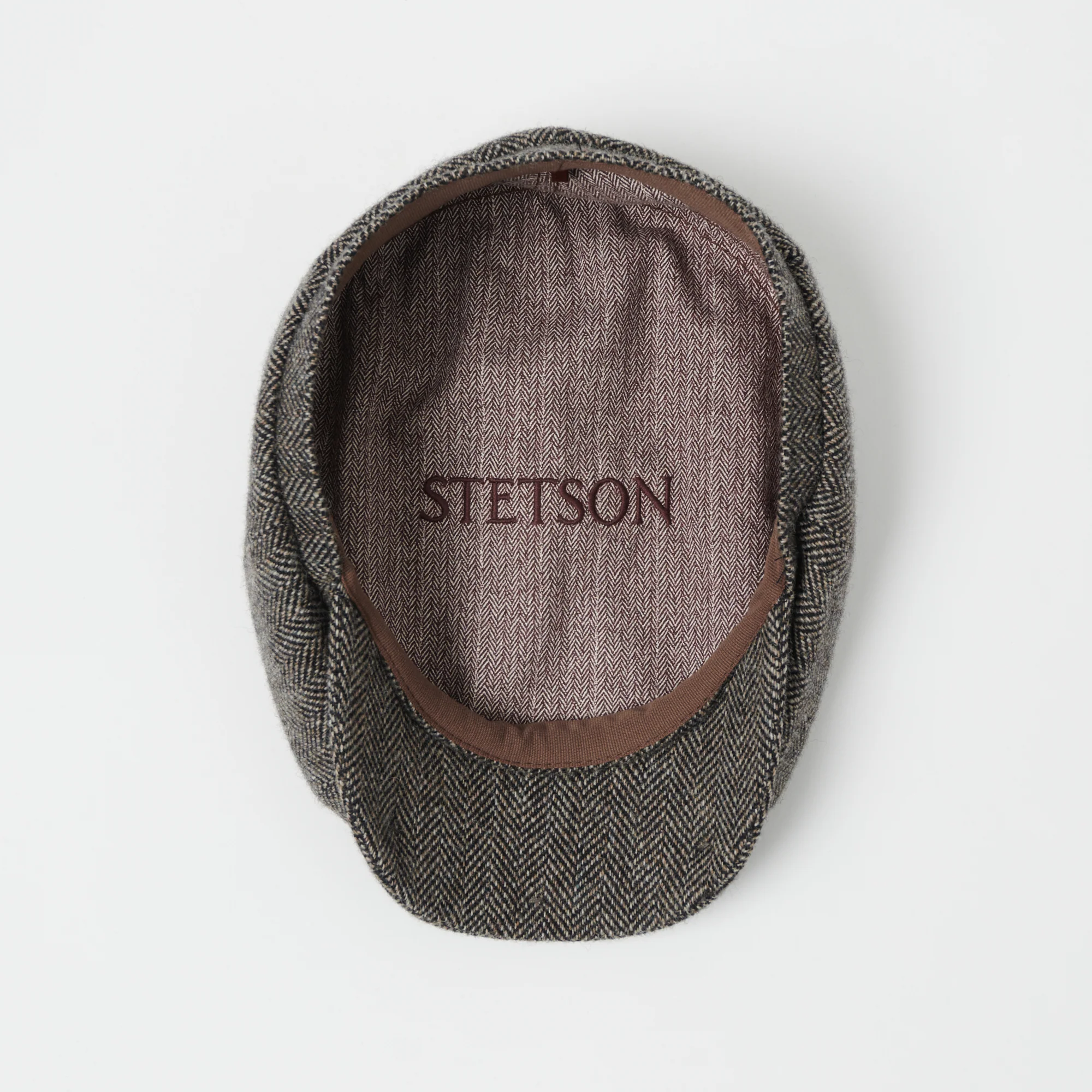 Stetson Hatteras Woolrich Herringbone Flat Cap - Grey - Image 3