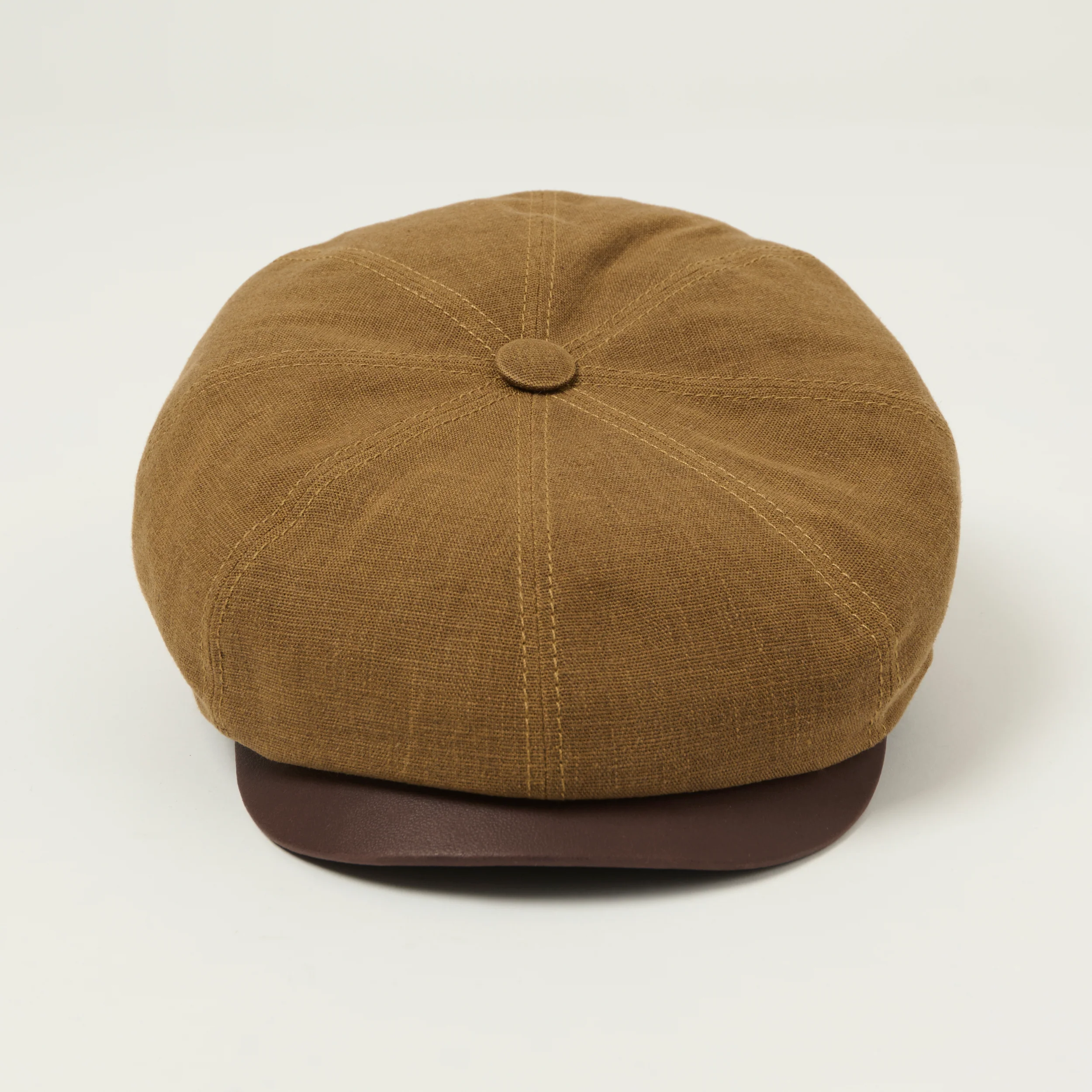 Stetson Cotton/Linen Hatteras Waxed Flat Cap - Brown - Image 2