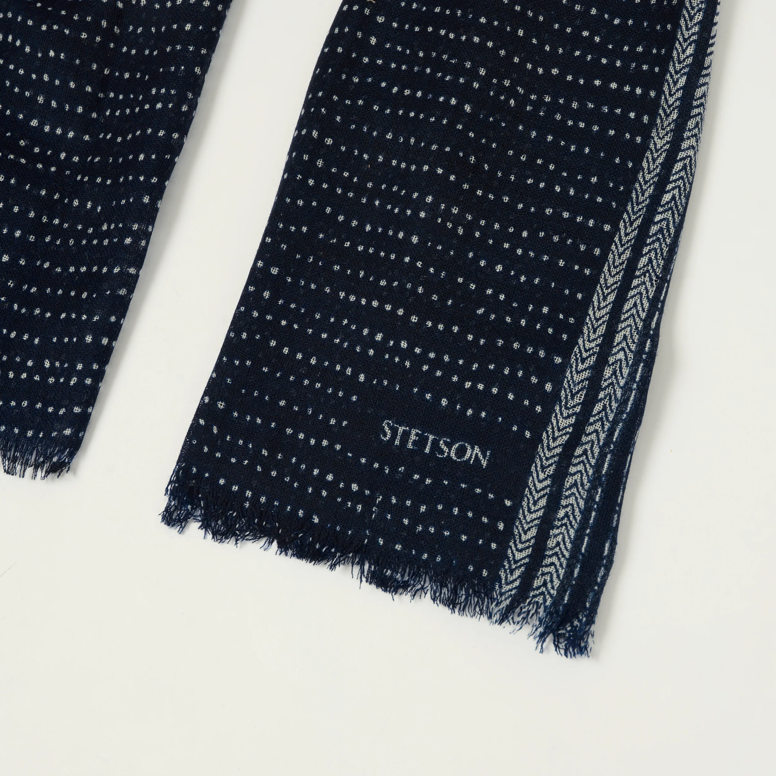 Stetson Geometric Summer Scarf - Navy - Image 2