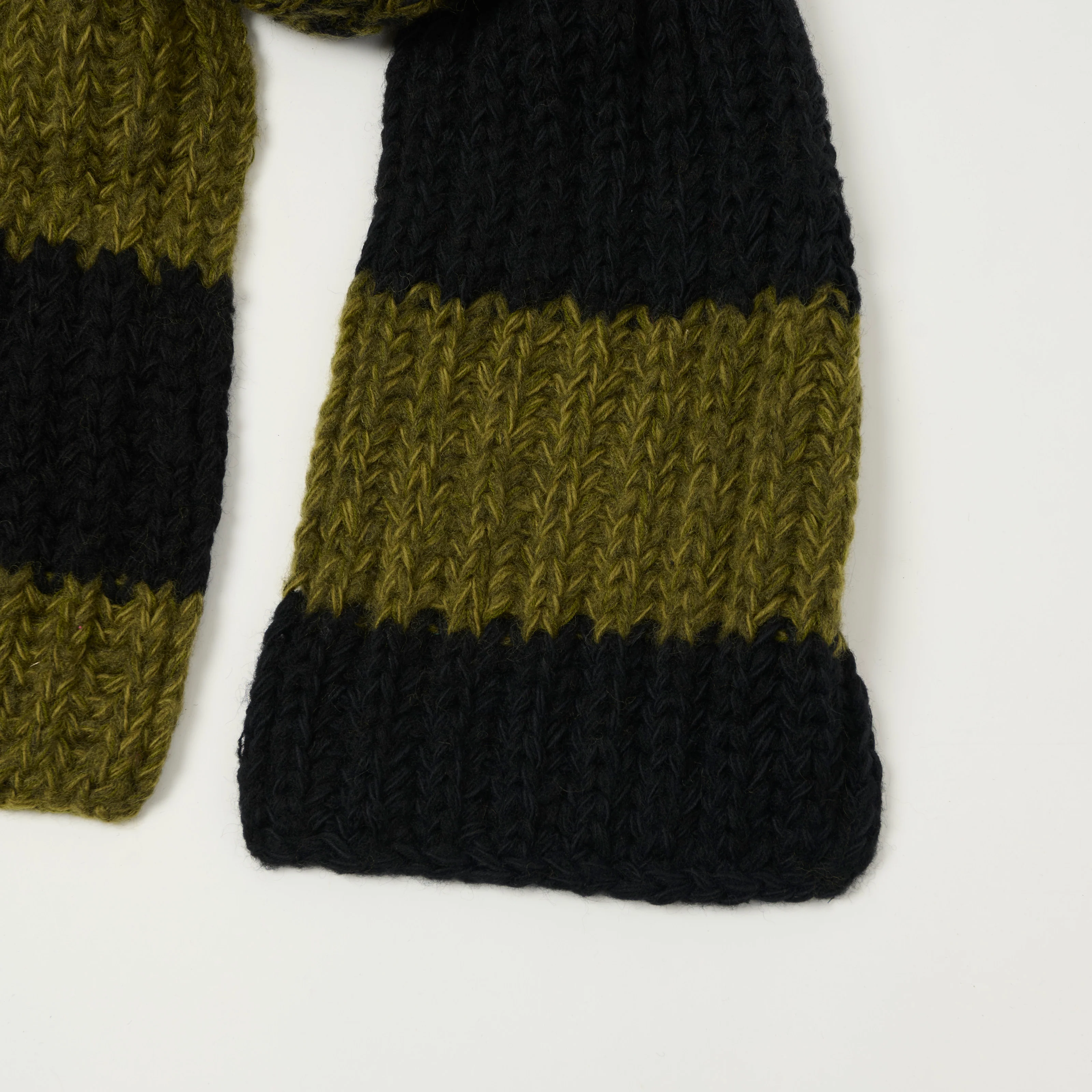 Sublime Hand Knit Long Muffler Scarf - Black/Moss - Image 2