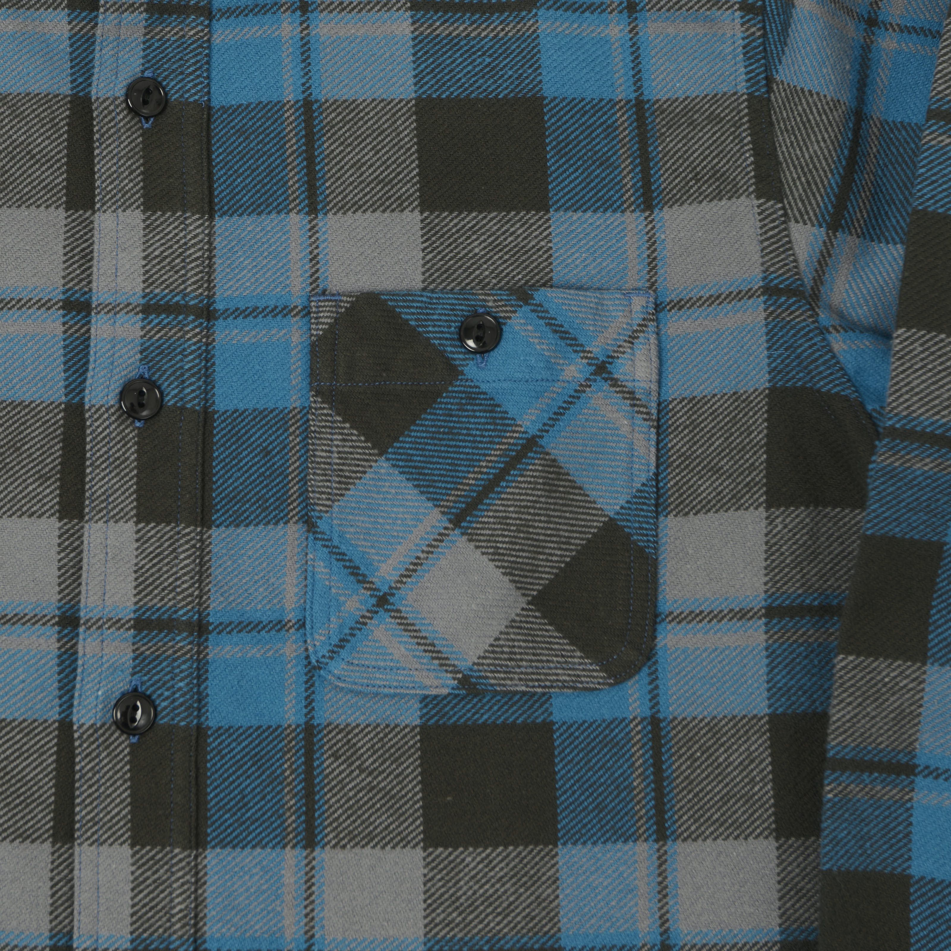 Sugar Cane 1960s Twill Check Work Shirt - Blue/Grey - Image 4