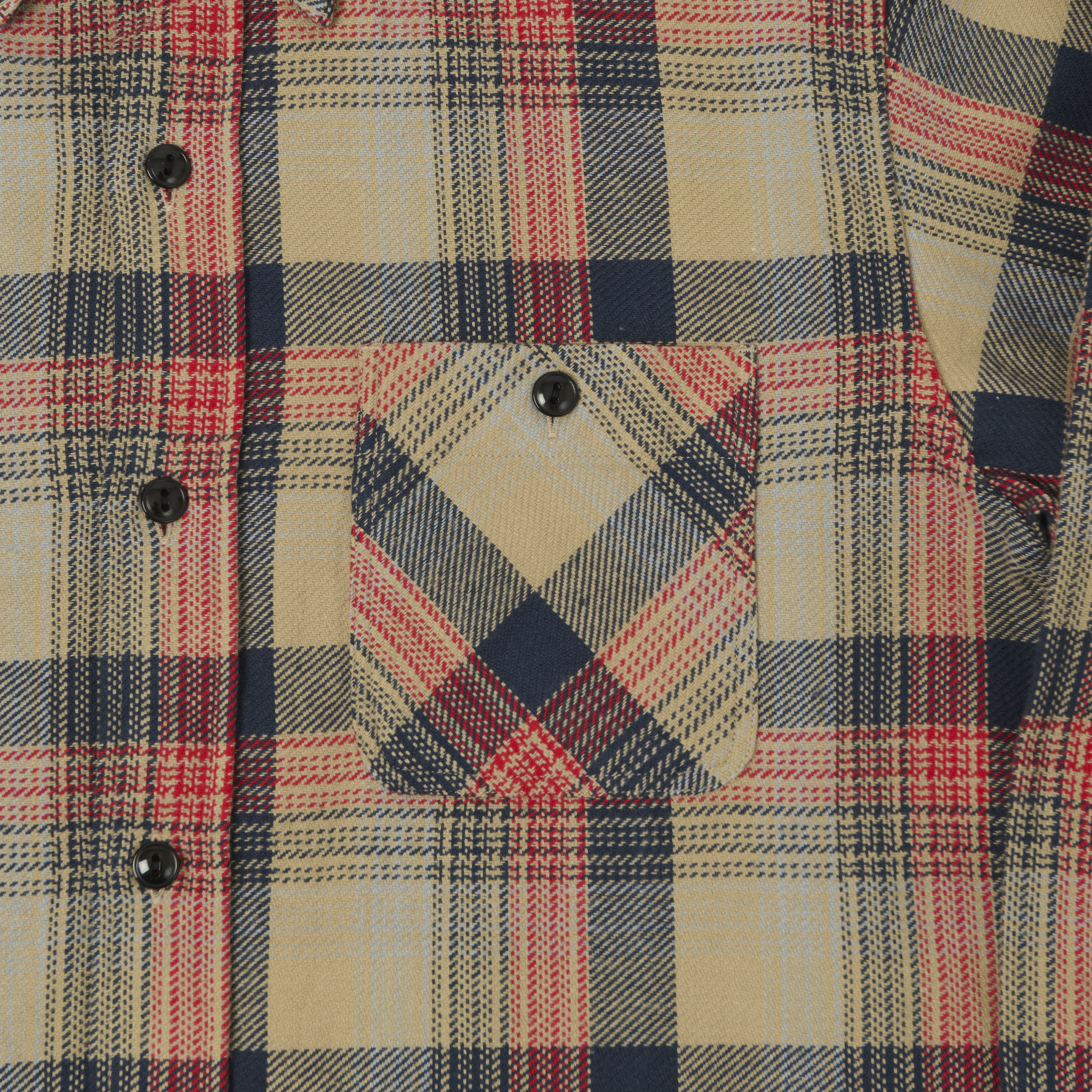Sugar Cane 1970s Twill Check Work Shirt - Beige - Image 4