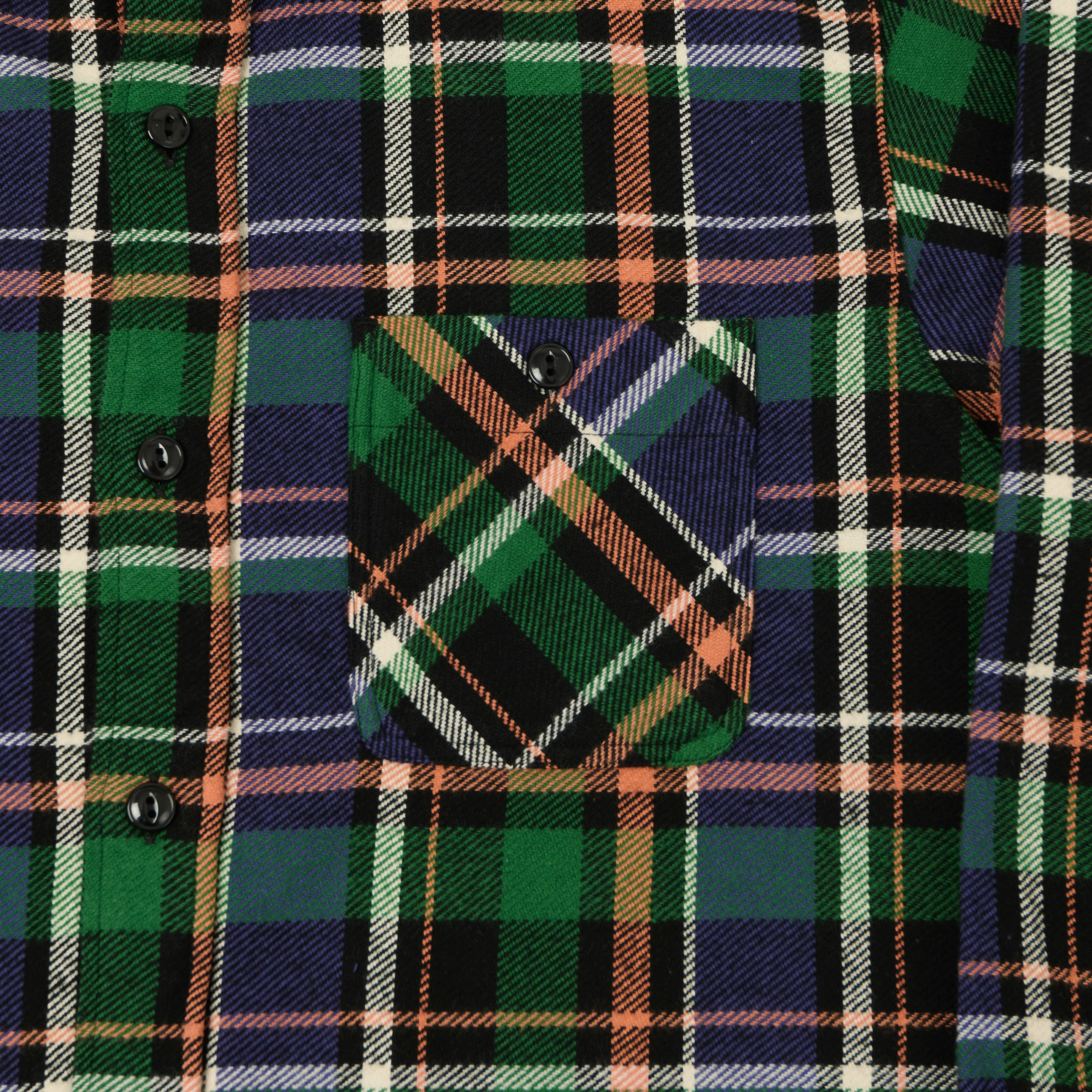 Sugar Cane 1980s Twill Check Work Shirt - Green - Image 4