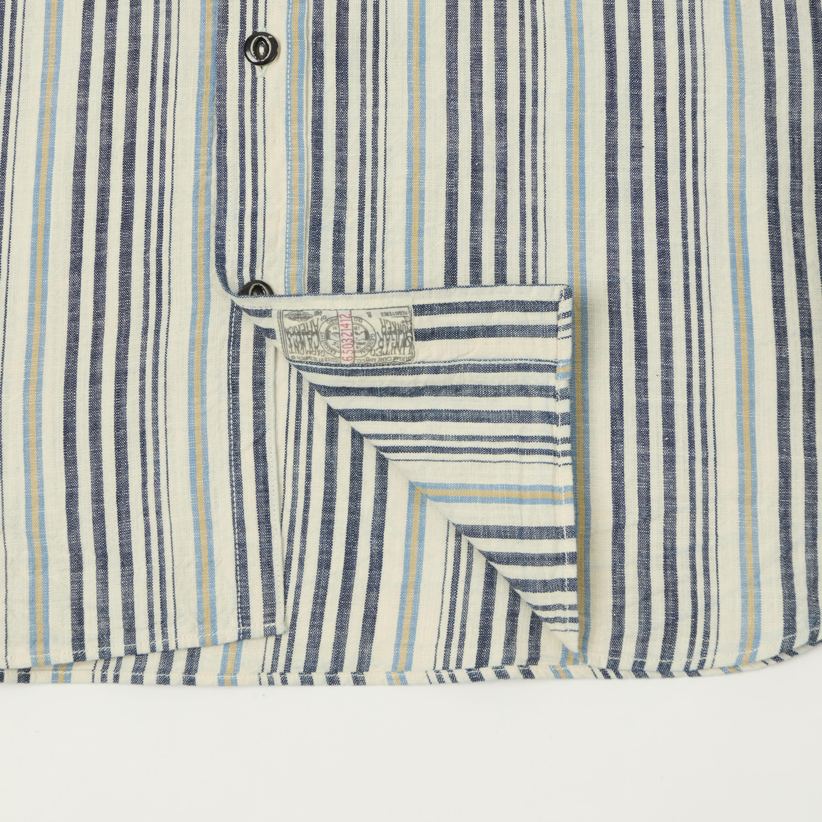 Sugar Cane Indigo Stripe Work Shirt - White - Image 4