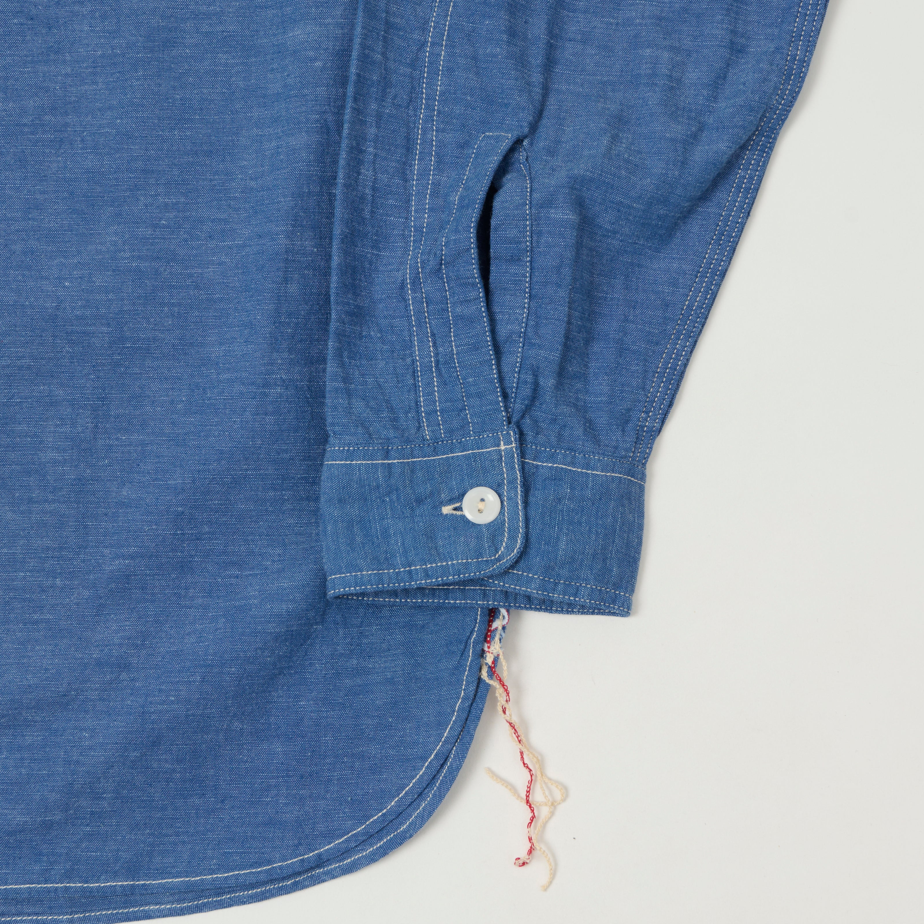 Sugar Cane 'Beta' Chambray Work Shirt - Indigo - Image 3