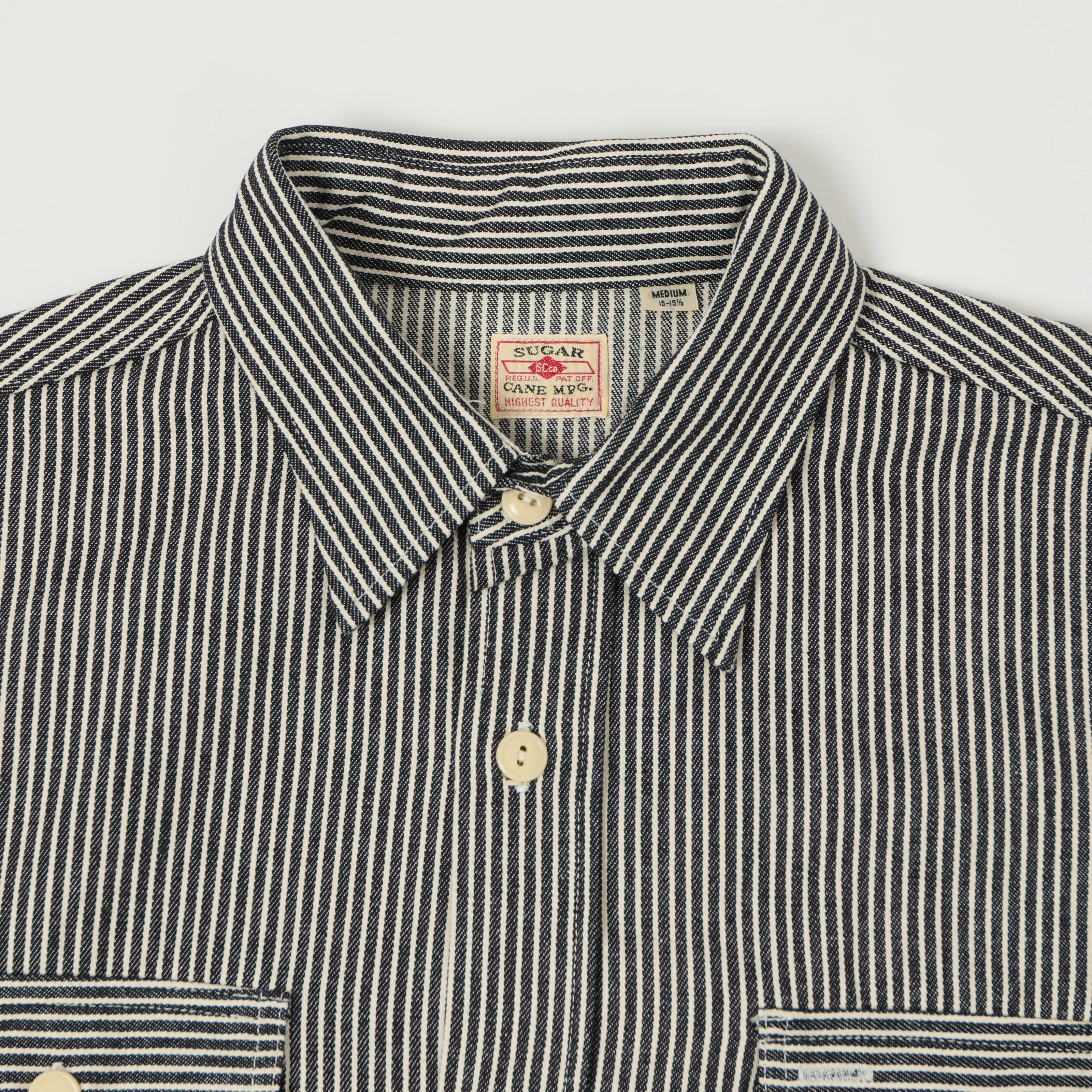 Sugar Cane Hickory Stripe Work Shirt - Black - Image 2