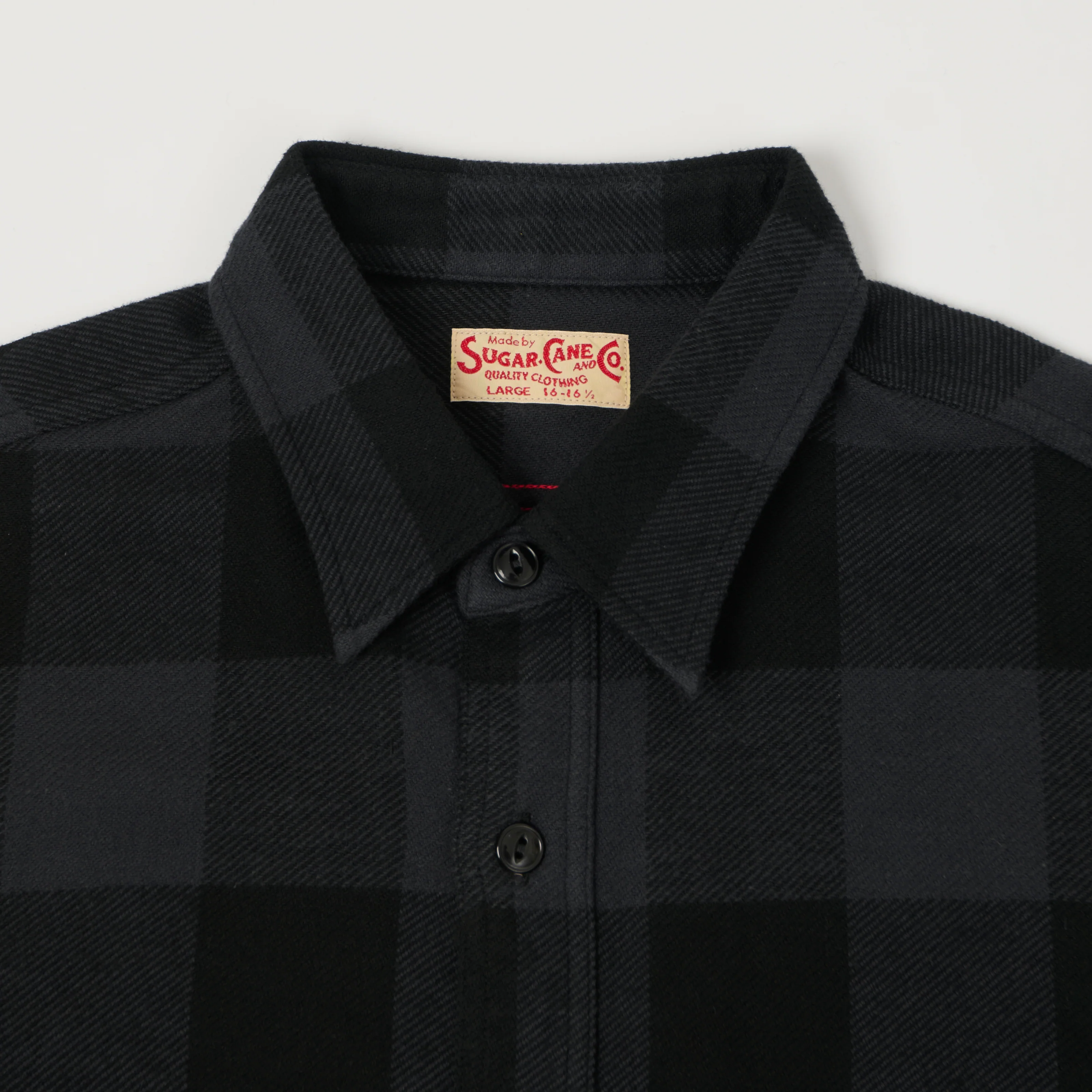 Sugar Cane Buffalo Check Work Shirt - Black - Image 2