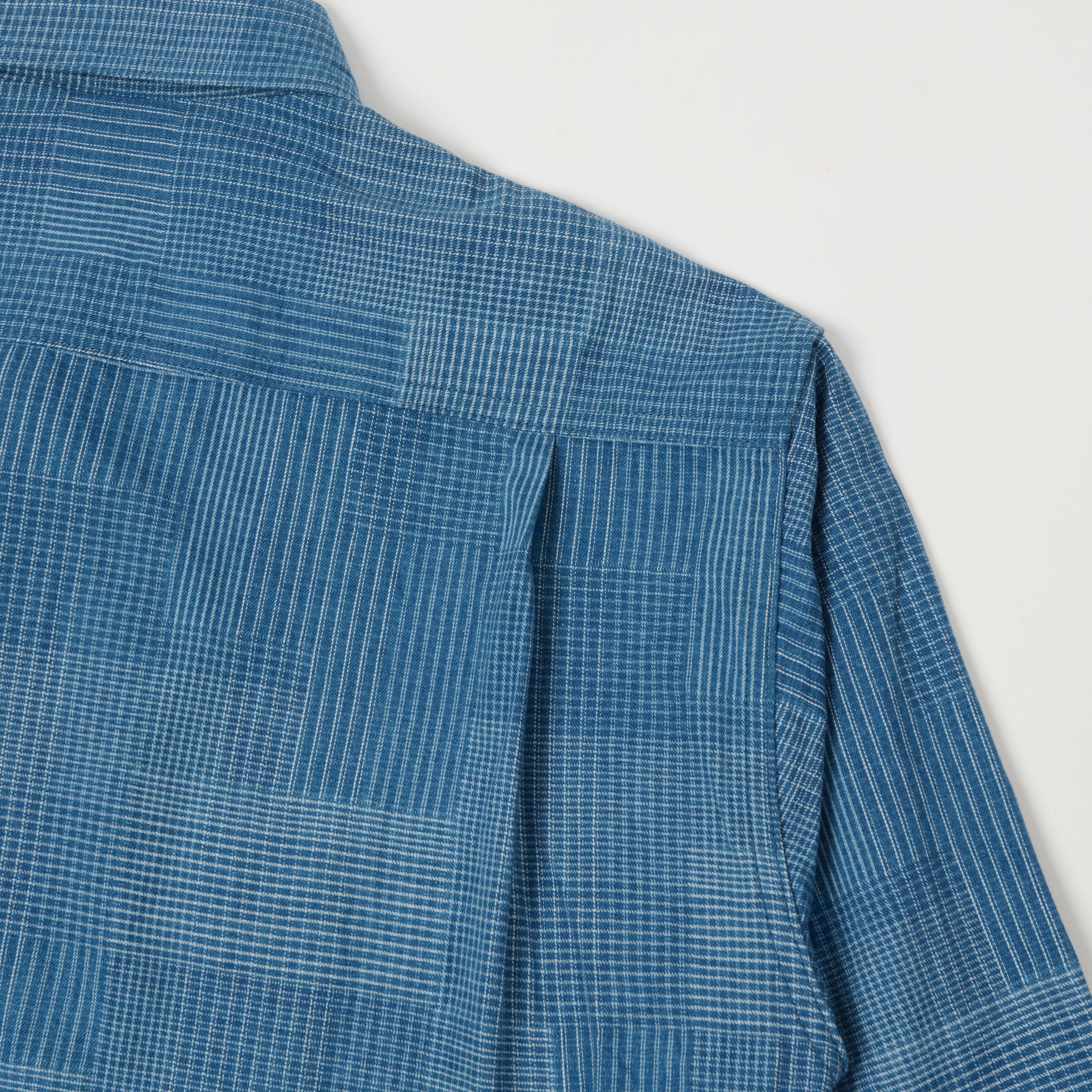 Sugar Cane Multi Check 'Patchwork' Shirt - Light Indigo - Image 5