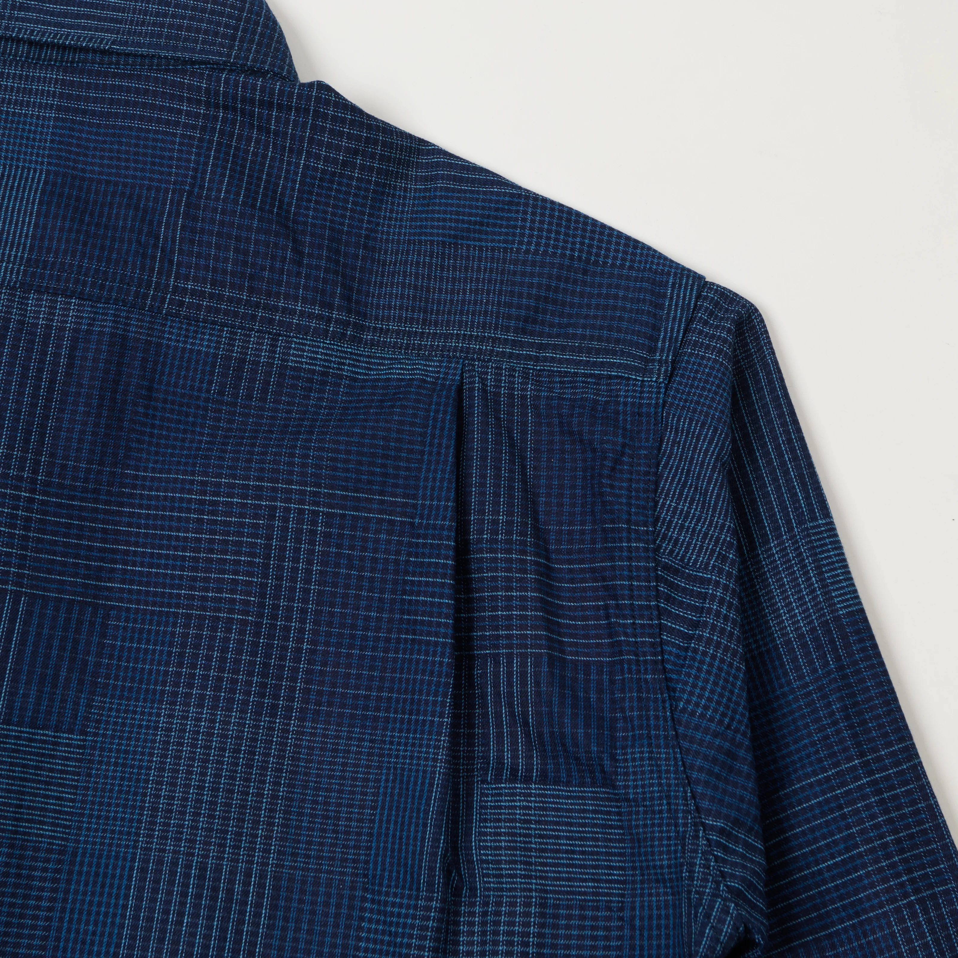 Sugar Cane Multi Check 'Patchwork' Shirt - Dark Indigo - Image 5