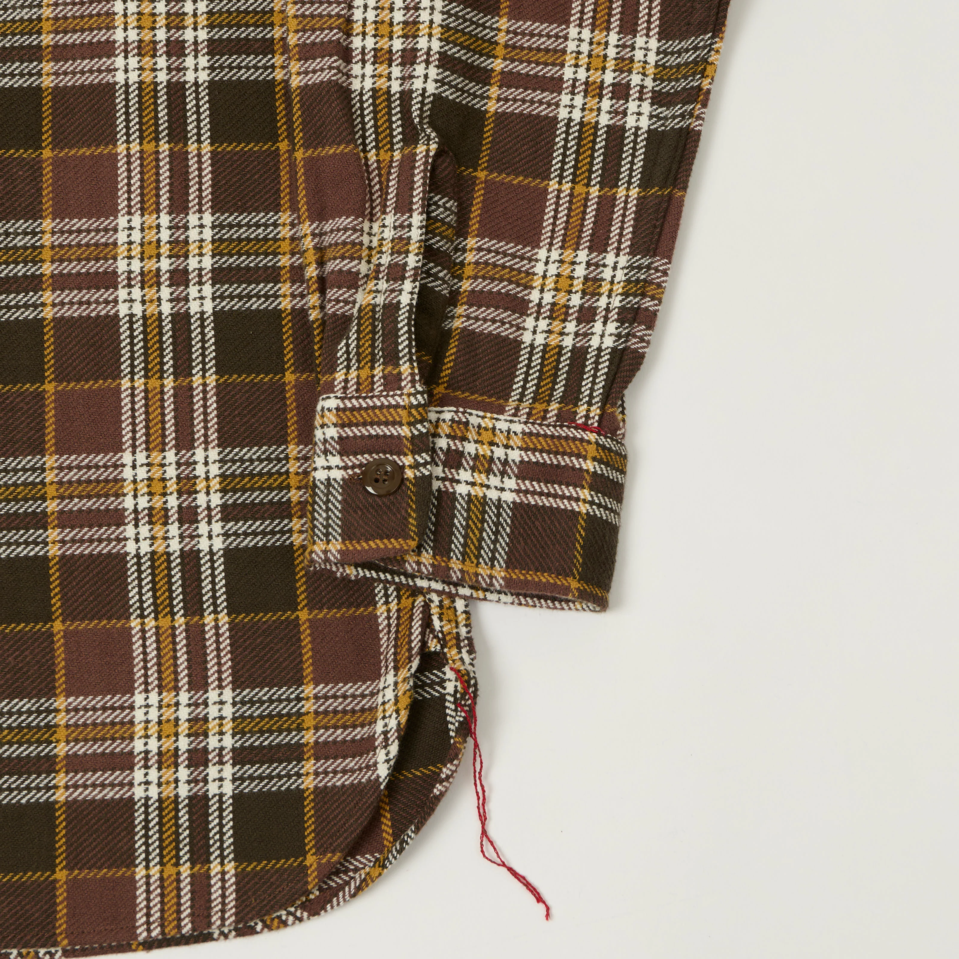 Sugar Cane Twill Check Work Shirt - Brown - Image 3
