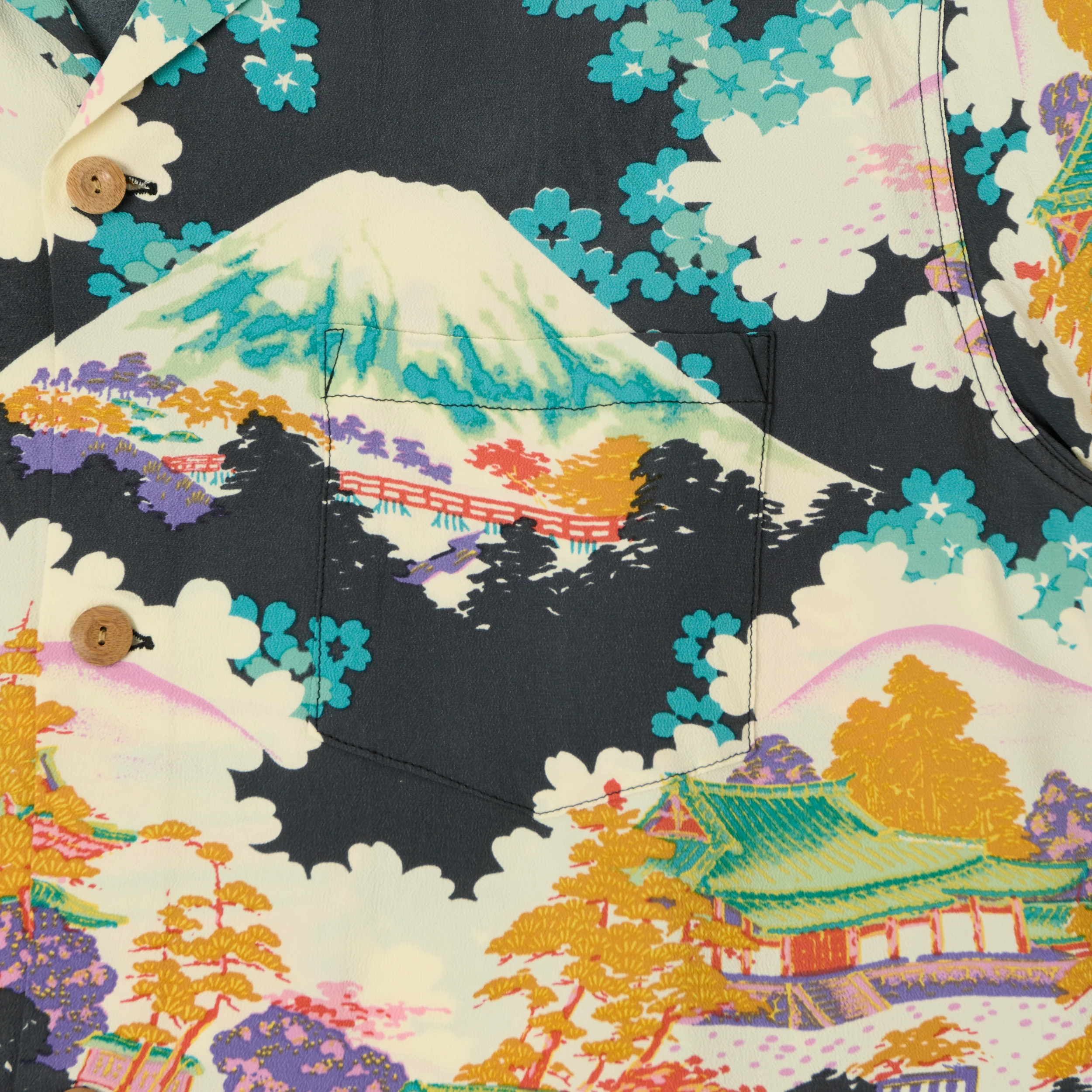 Sun Surf 'Arashiyama' Short Sleeve Hawaiian Shirt - Black - Image 4