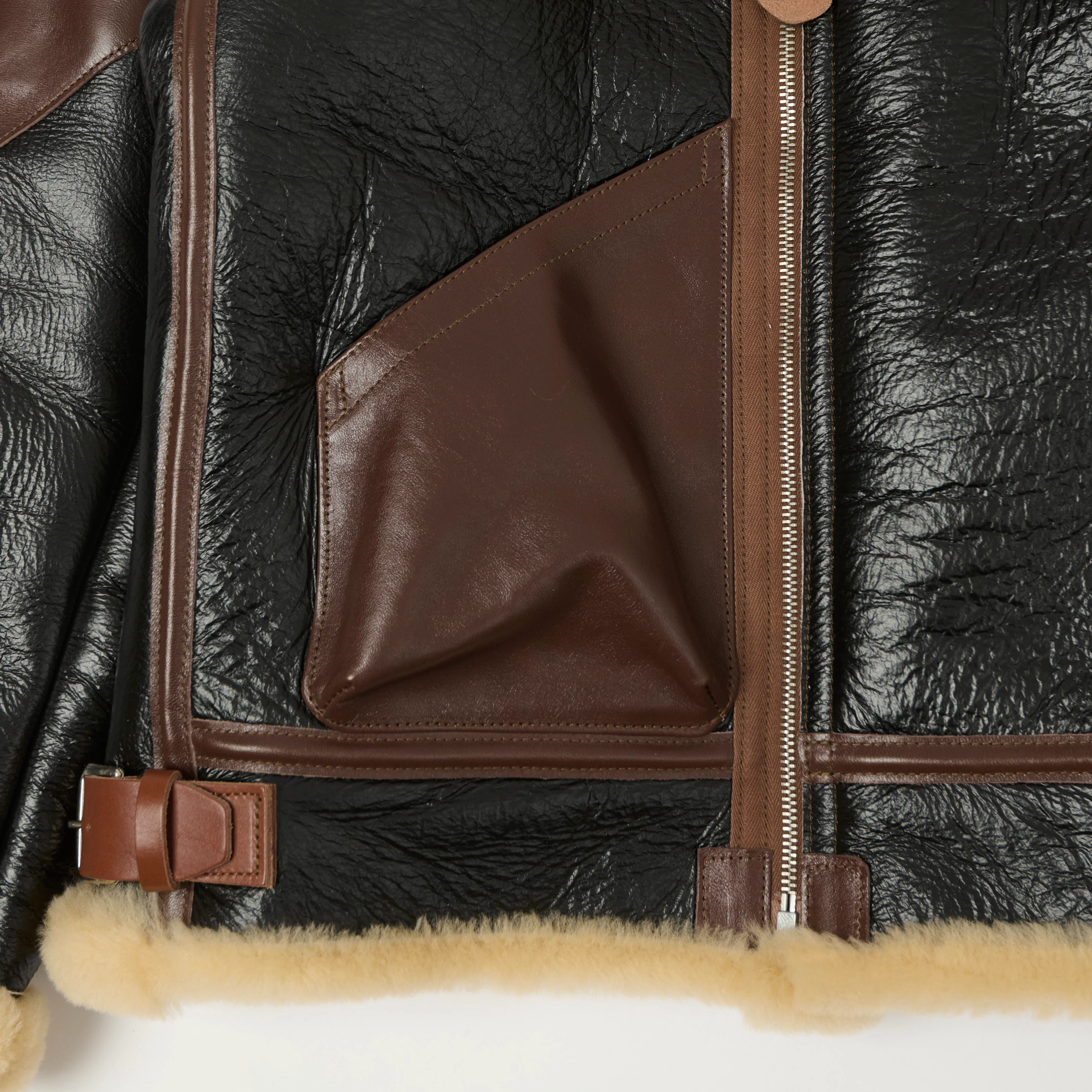 TOYS McCOY U.S.A.F B-3 Sheepskin Leather Flight Jacket - Black/Brown - Image 6