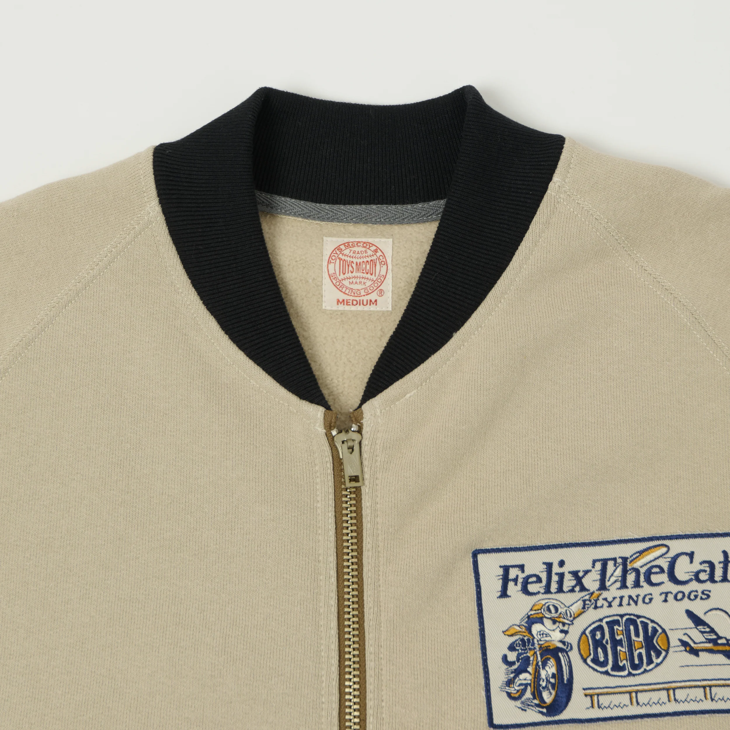 TOYS McCOY 'Felix The Cat/Beck' C-2 Zip Through Sweat - Ivory/Black - Image 2
