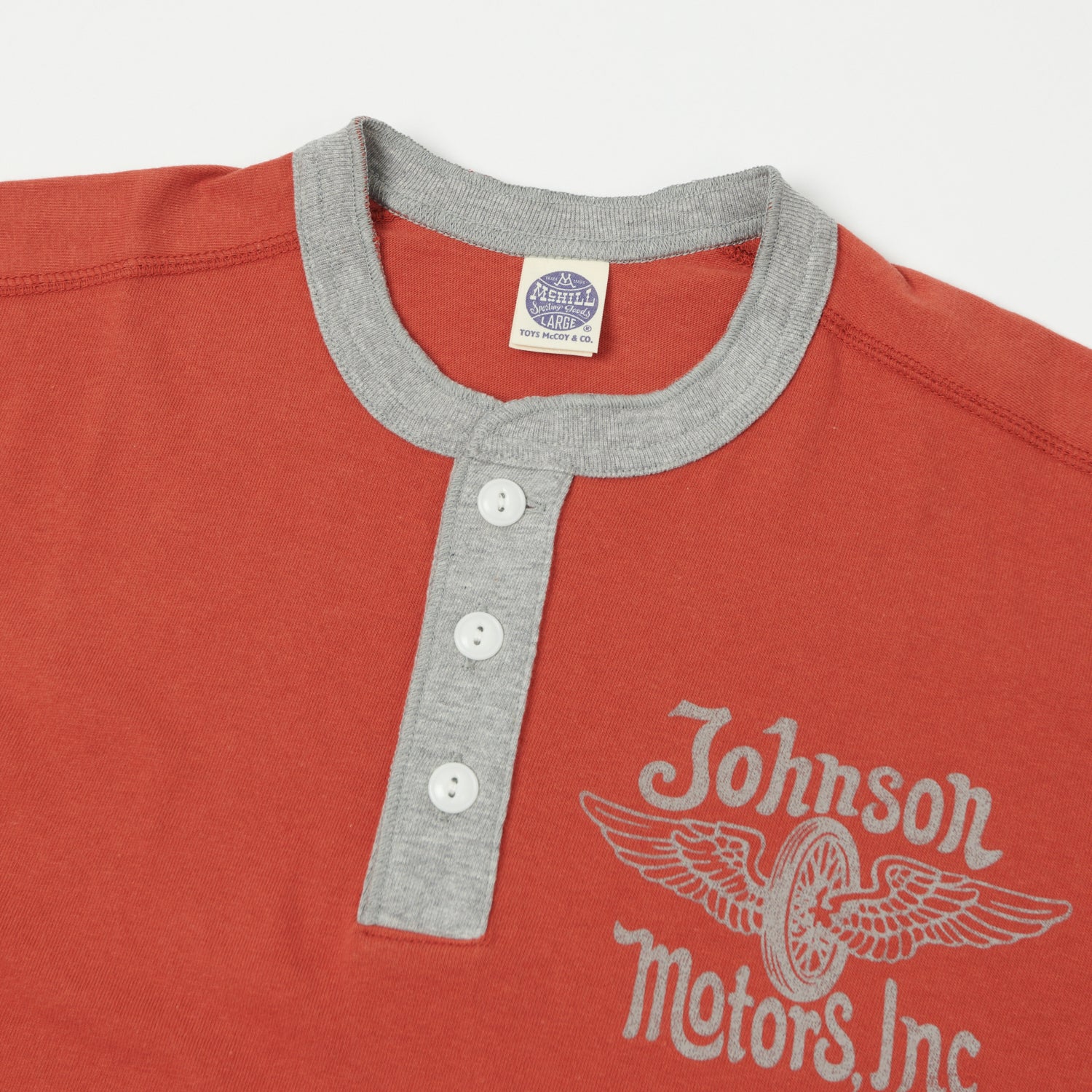 TOYS McCOY 'Johnson Motors Flying Wheel' Union Henley - Red - Image 2