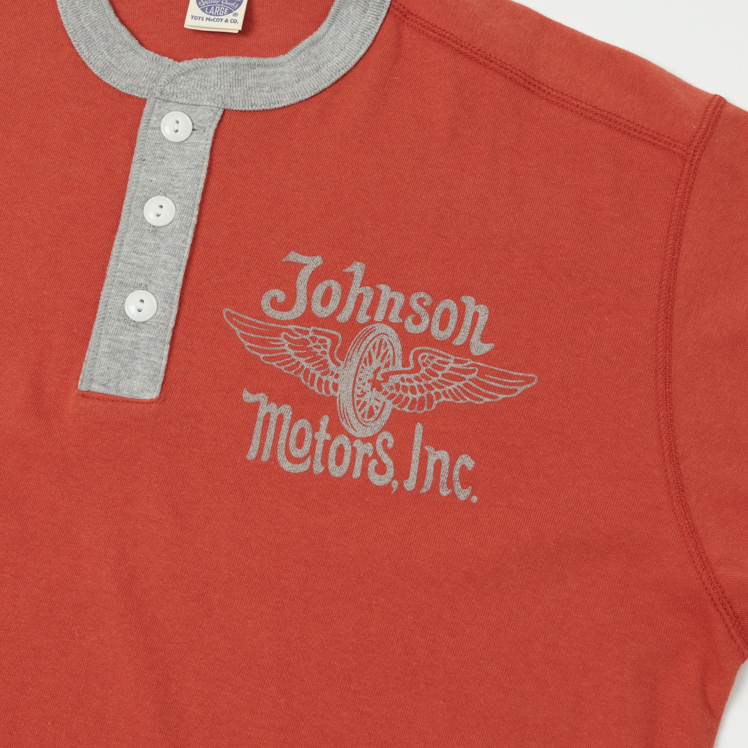 TOYS McCOY 'Johnson Motors Flying Wheel' Union Henley - Red - Image 3