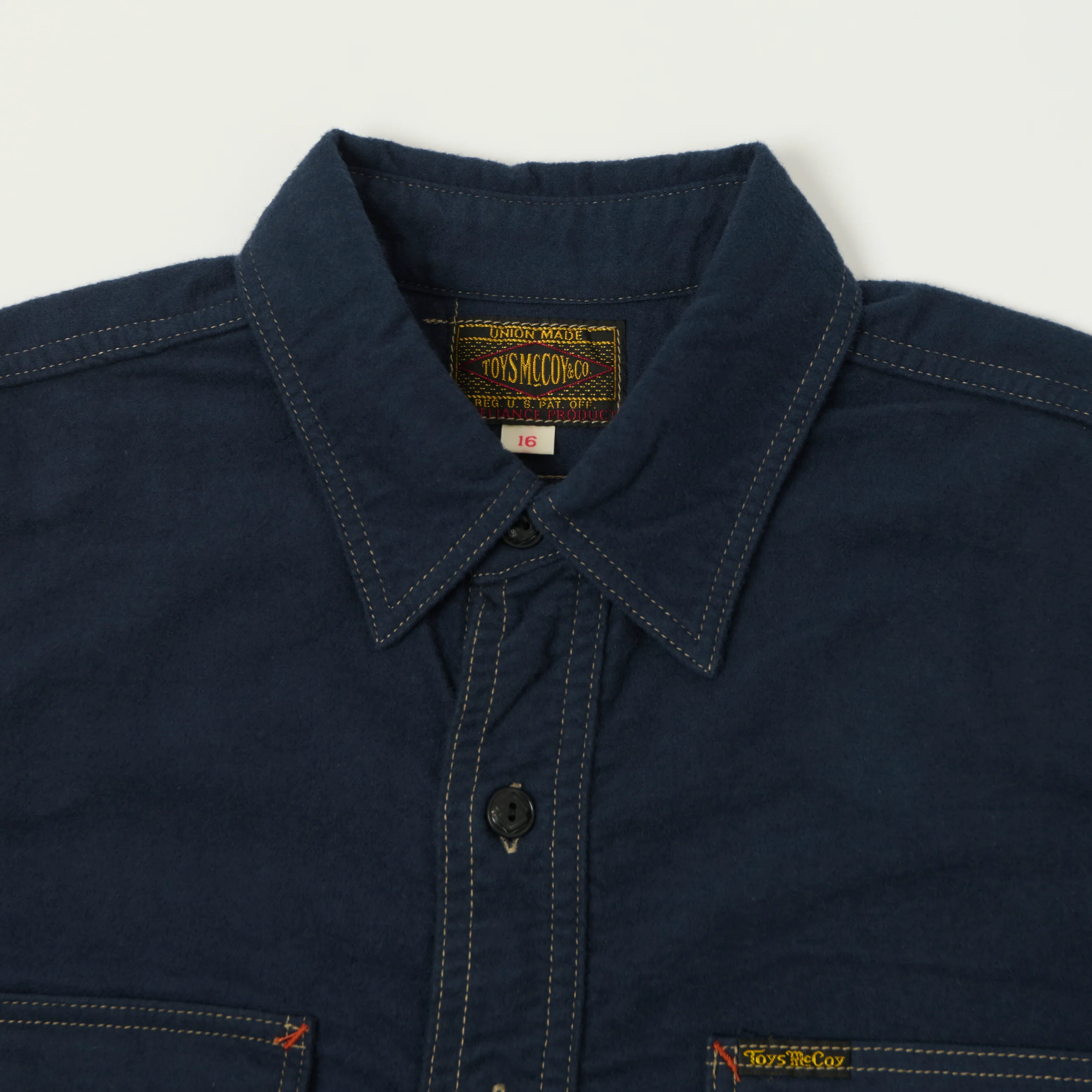 TOYS McCOY 'Sidewinder' Brushed Flannel Work Shirt - Navy - Image 2