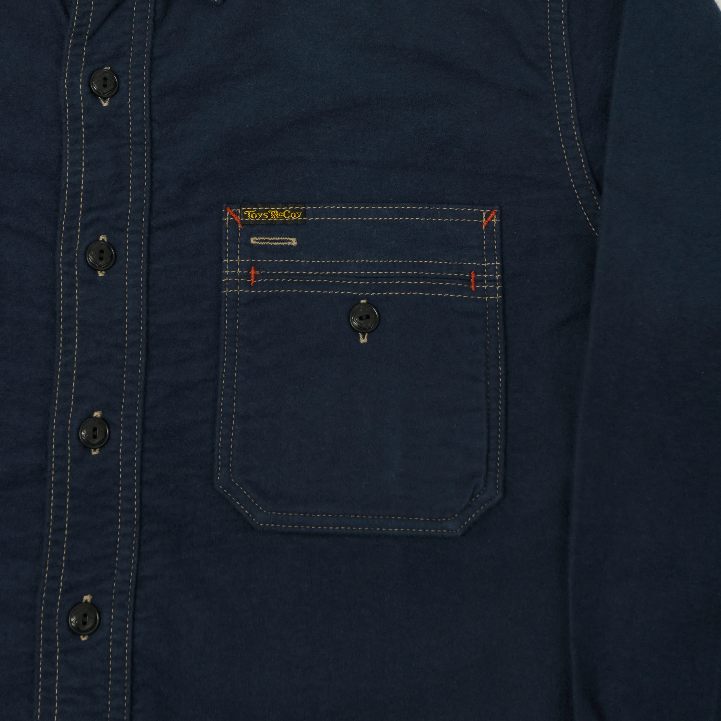 TOYS McCOY 'Sidewinder' Brushed Flannel Work Shirt - Navy - Image 4