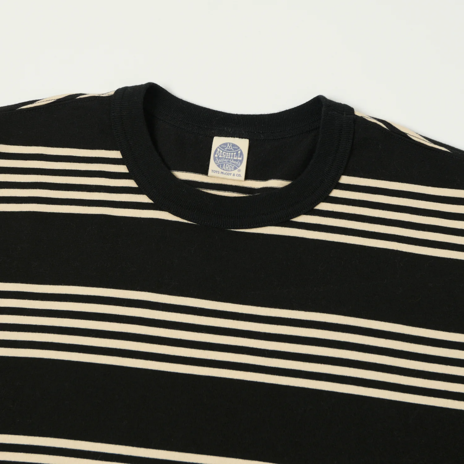 TOYS McCOY 'Multi Border Stripe' Quarter Sleeve Stripe T-Shirt - Ivory/Black - Image 2