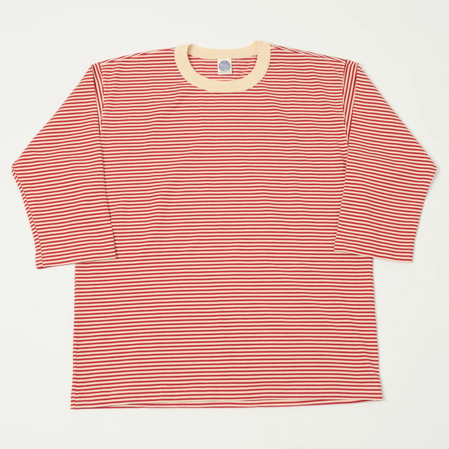 TOYS McCOY 'The Great American Hero' Quarter Sleeve Stripe T-Shirt - Ivory/Red